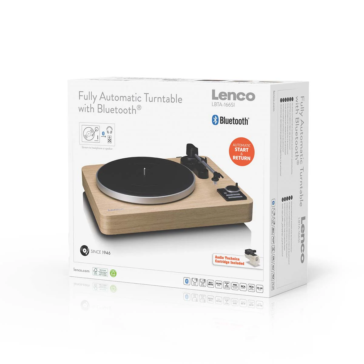 LENCO LBTA-166SI - Platine entièrement automatique avec transmission Bluetooth® et préamplificateur - Platine et bras de lecture en métal - Bois de pin - Image 14