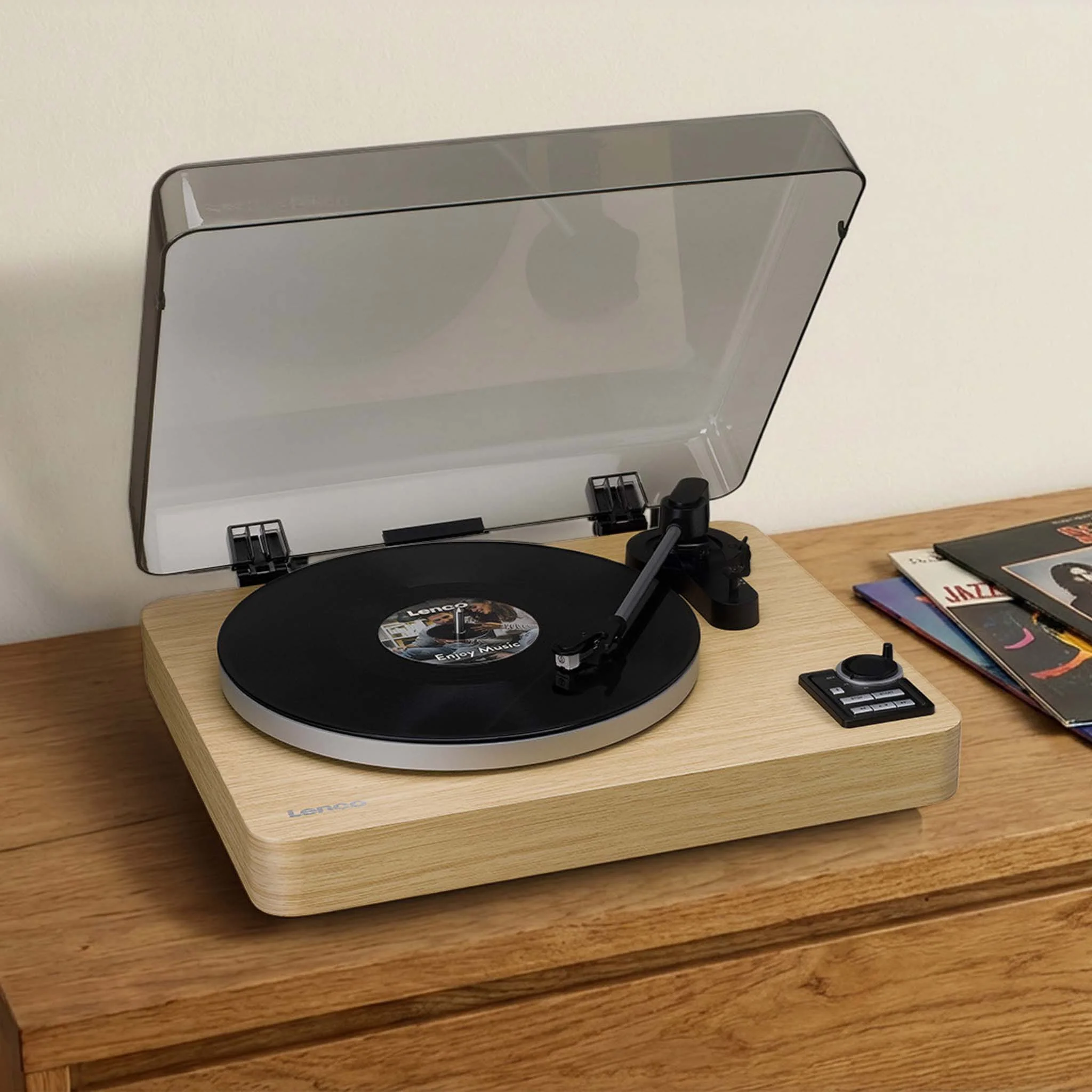 LENCO LBTA-166SI - Platine entièrement automatique avec transmission Bluetooth® et préamplificateur - Platine et bras de lecture en métal - Bois de pin - Image 16