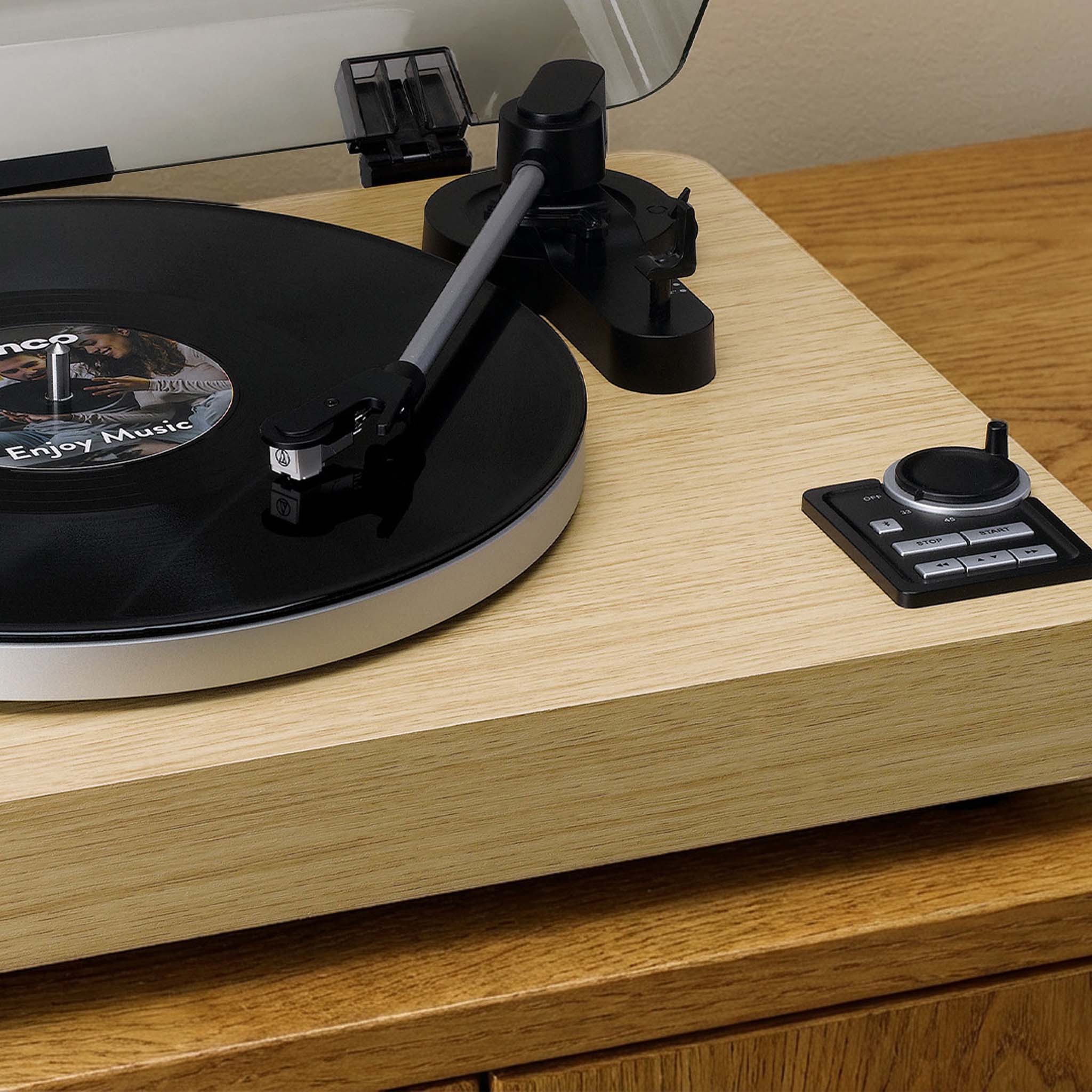 LENCO LBTA-166SI - Platine entièrement automatique avec transmission Bluetooth® et préamplificateur - Platine et bras de lecture en métal - Bois de pin - Image 18
