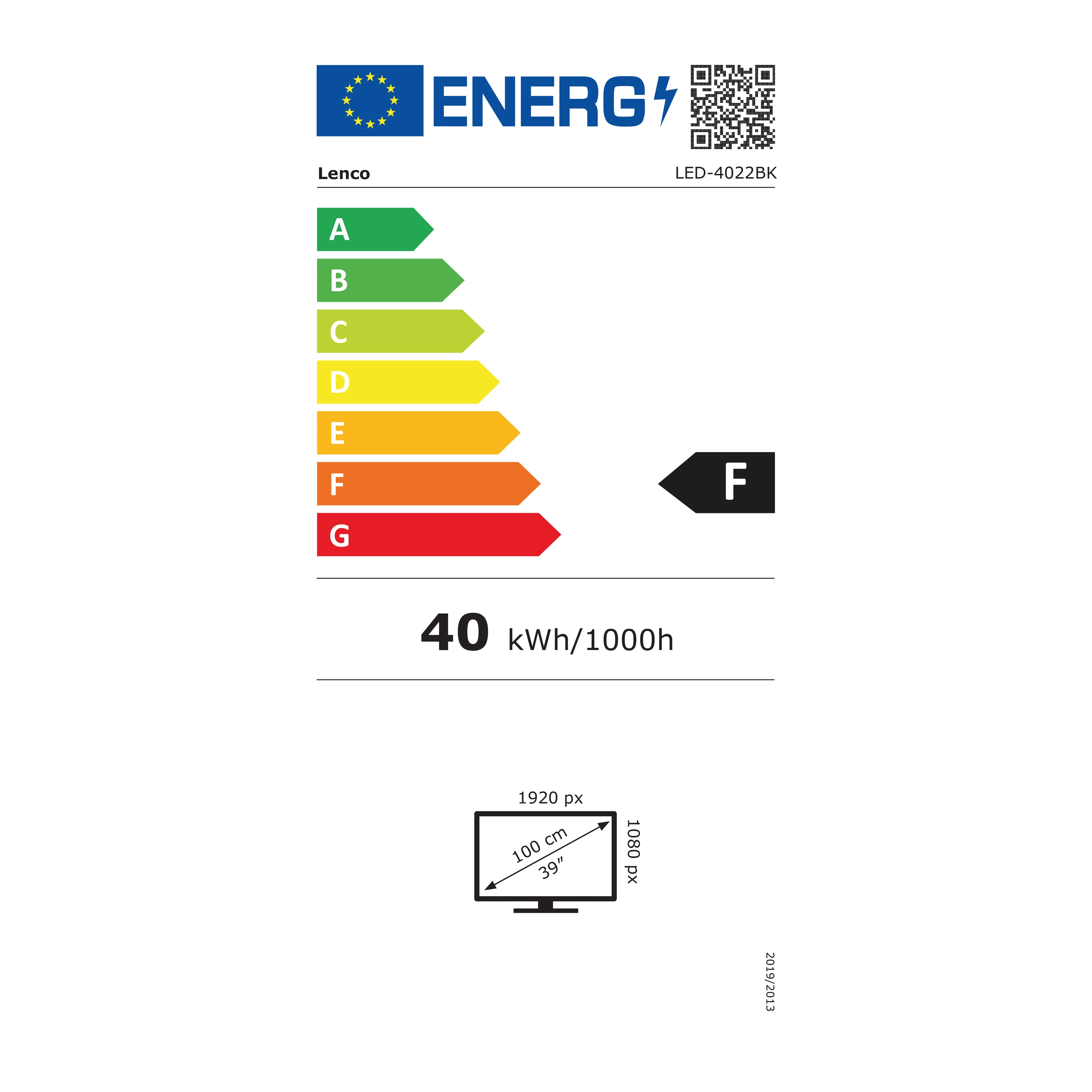 Lenco LED-4022BK TÉLÉVISEUR LED FULL HD - 40 inch - DVB T2 - USB - HDMI - Image 3