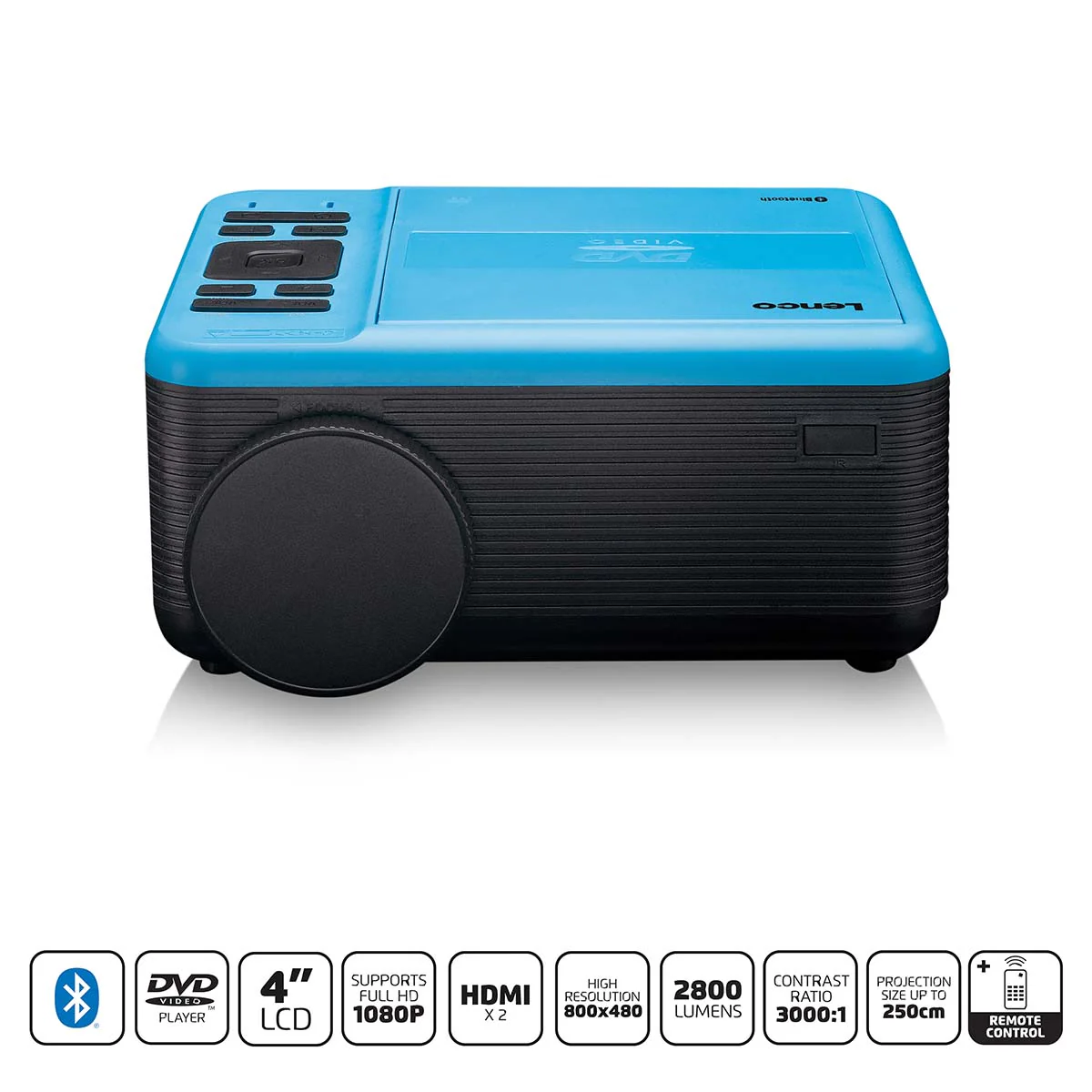 Lenco LPJ-500BU - Projecteur LCD avec lecteur DVD et connexion Bluetooth® - Bleu - Image 18