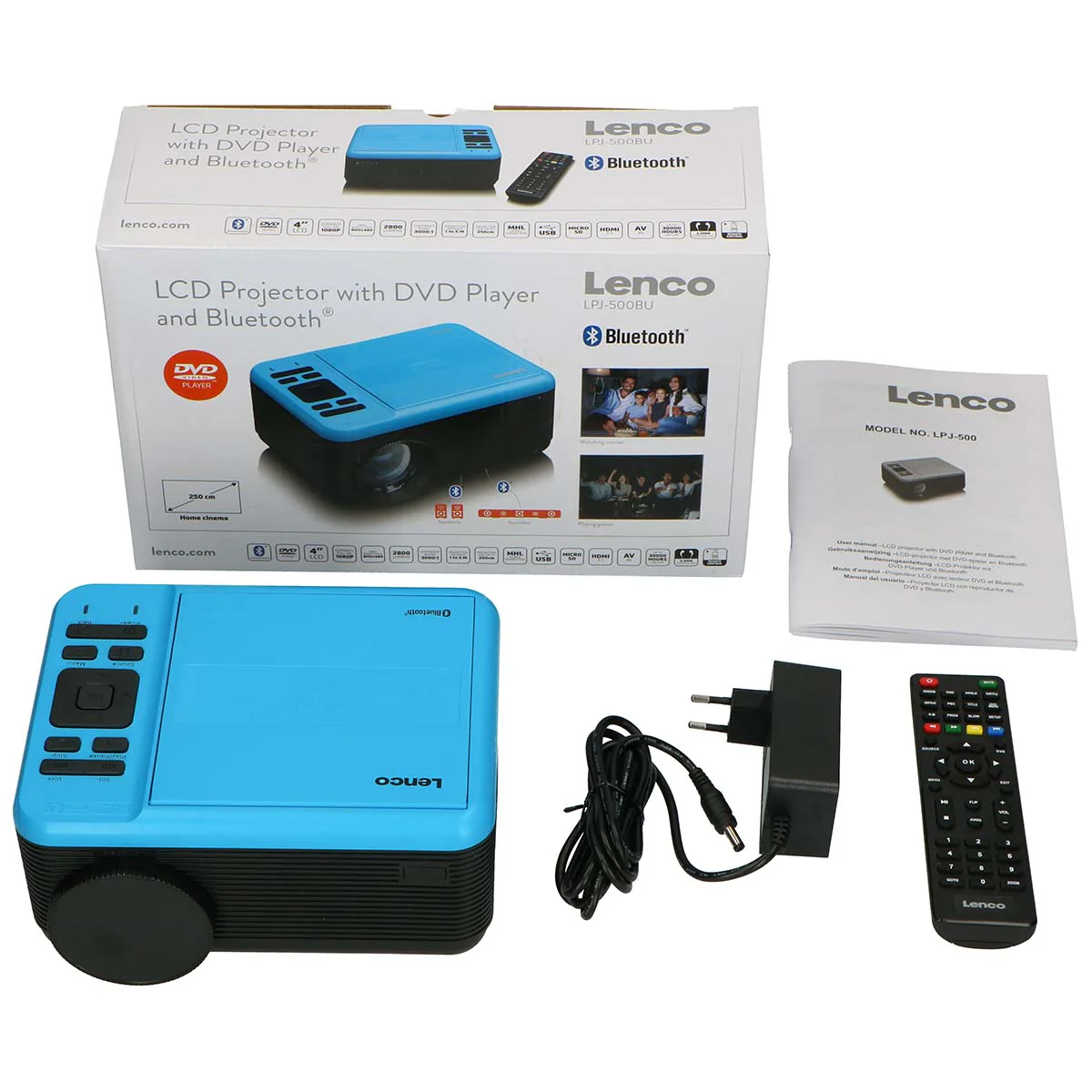 Lenco LPJ-500BU - Projecteur LCD avec lecteur DVD et connexion Bluetooth® - Bleu - Image 25