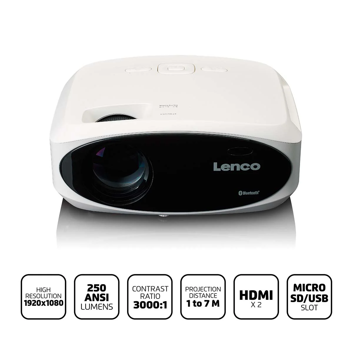 Lenco LPJ-900WH - Projecteur Full HD, lumineux et net avec 250 Lumens, 510cm de projection - Blanc - Image 11