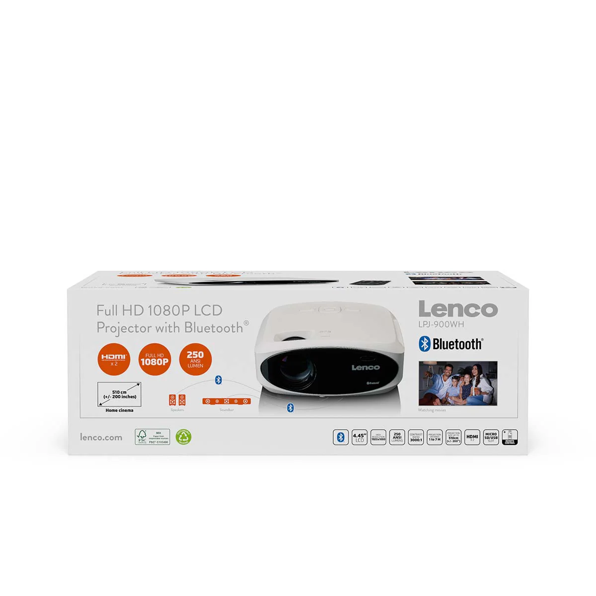 Lenco LPJ-900WH - Projecteur Full HD, lumineux et net avec 250 Lumens, 510cm de projection - Blanc - Image 15