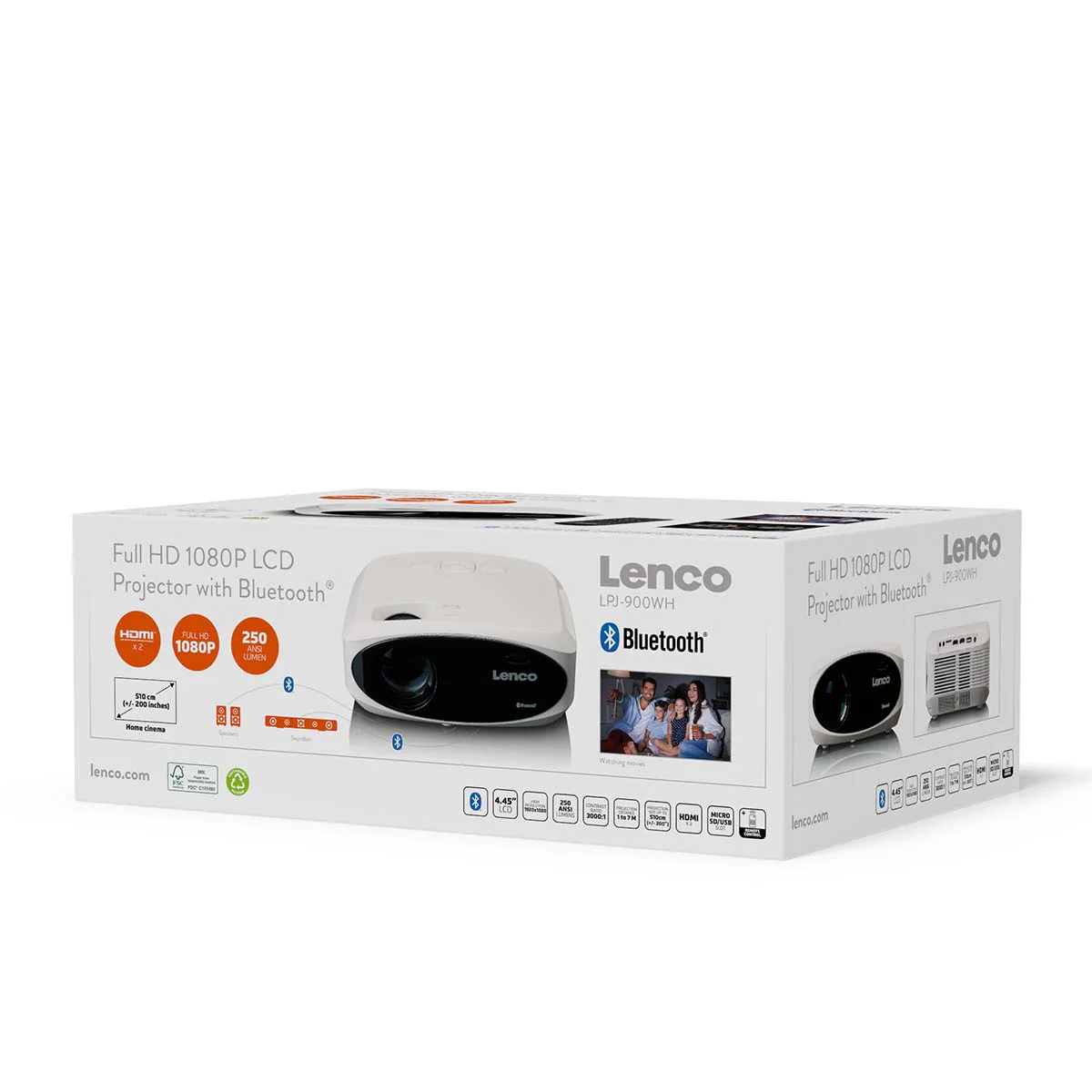 Lenco LPJ-900WH - Projecteur Full HD, lumineux et net avec 250 Lumens, 510cm de projection - Blanc - Image 16