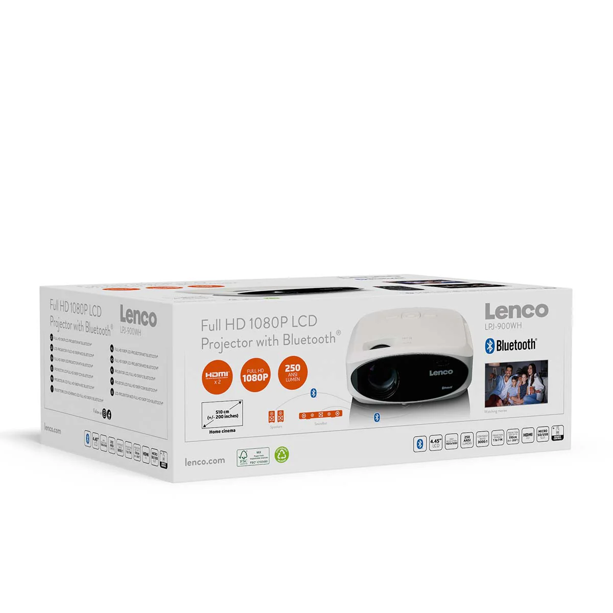Lenco LPJ-900WH - Projecteur Full HD, lumineux et net avec 250 Lumens, 510cm de projection - Blanc - Image 17