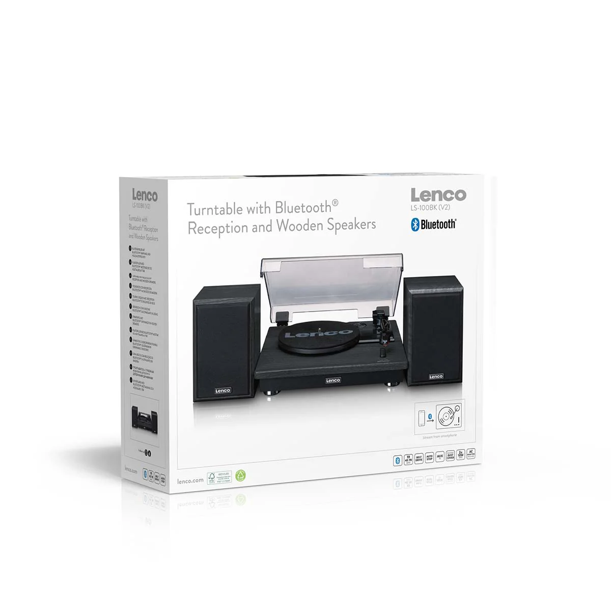 Lenco LS-100BK - Platine vinyle avec réception Bluetooth® et deux enceintes externes - Noir - Image 11