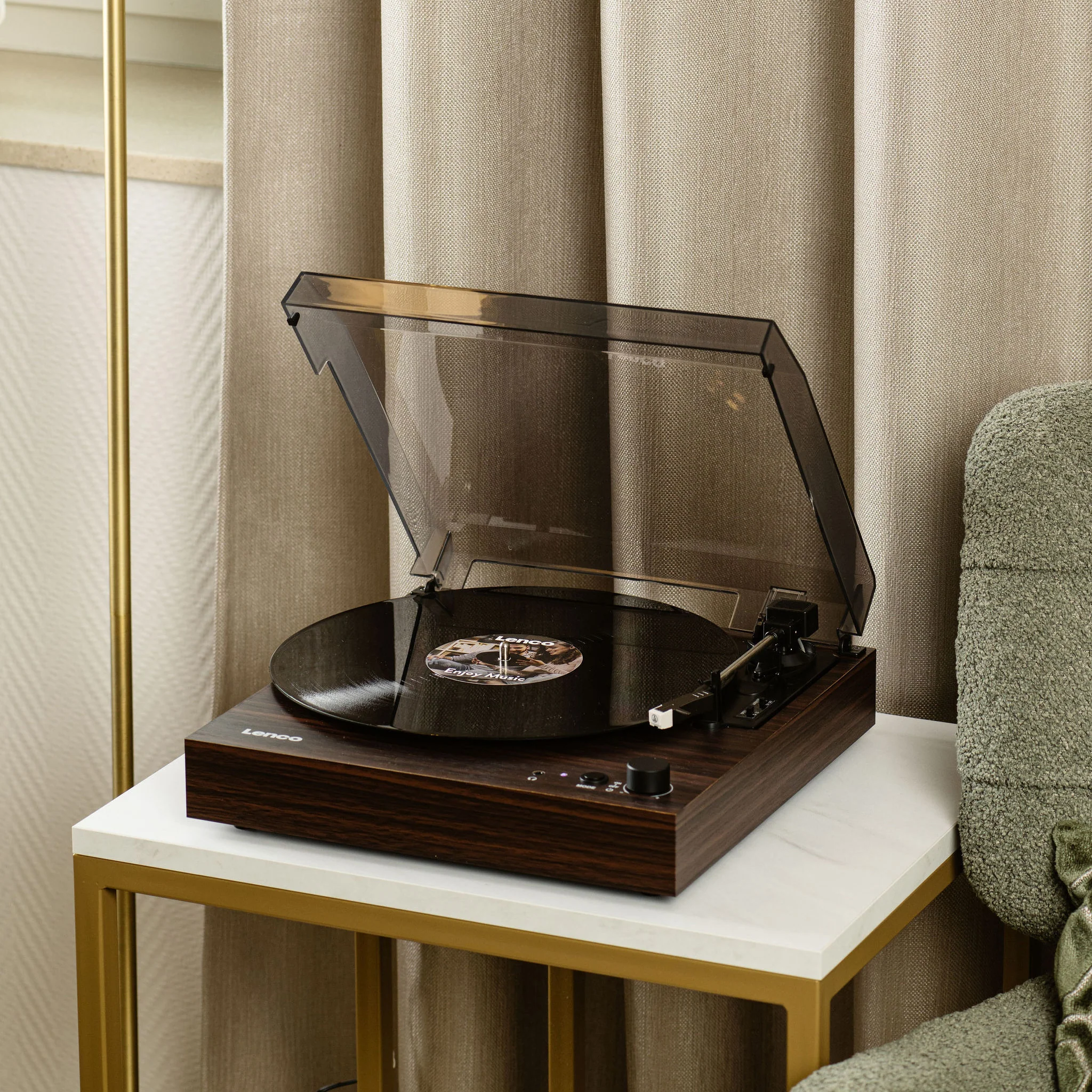 Lenco LS-15WD - Platine vinyle avec Bluetooth®, deux haut-parleurs intégrés et cellule AT3600L - Bois - Image 15