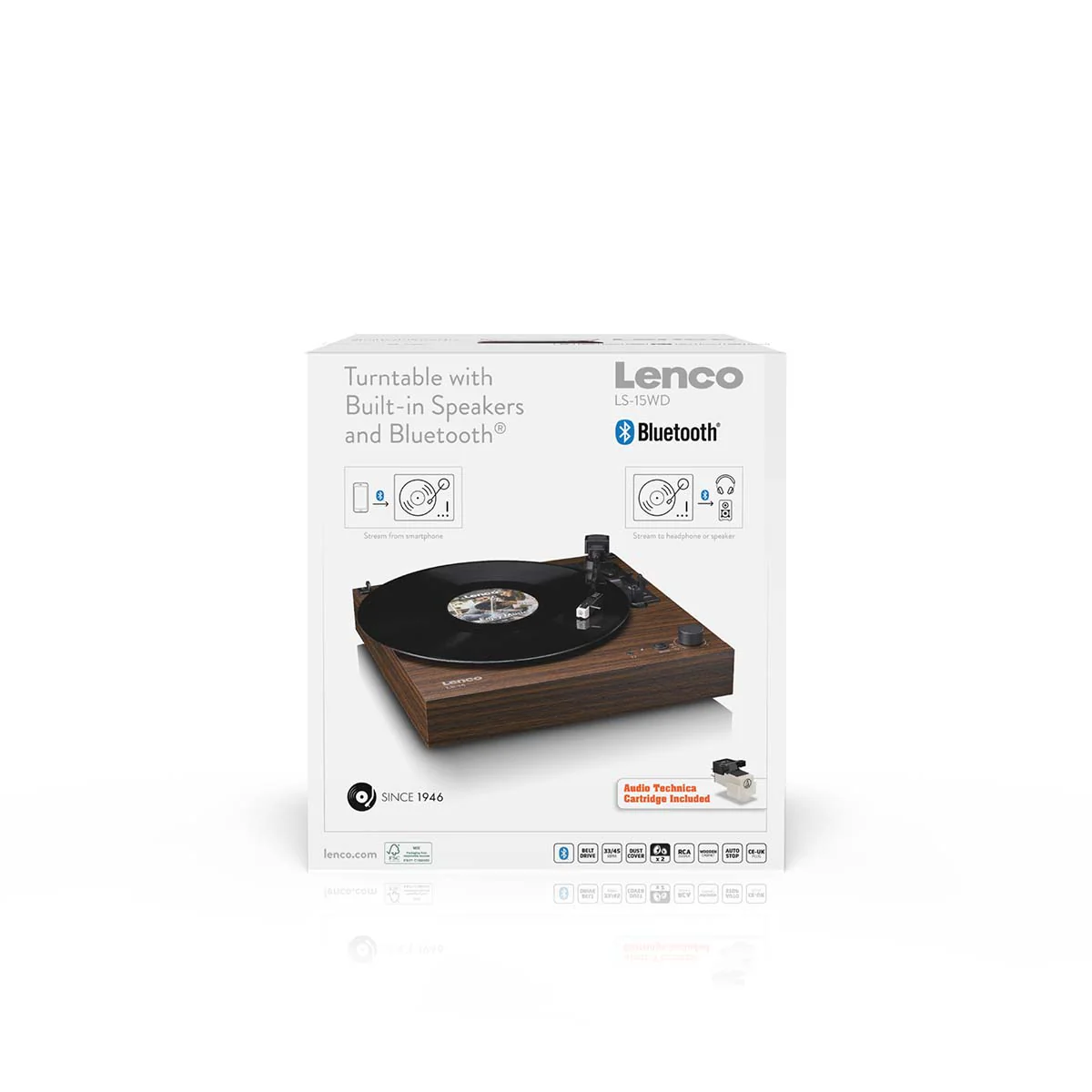 Lenco LS-15WD - Platine vinyle avec Bluetooth®, deux haut-parleurs intégrés et cellule AT3600L - Bois - Image 16