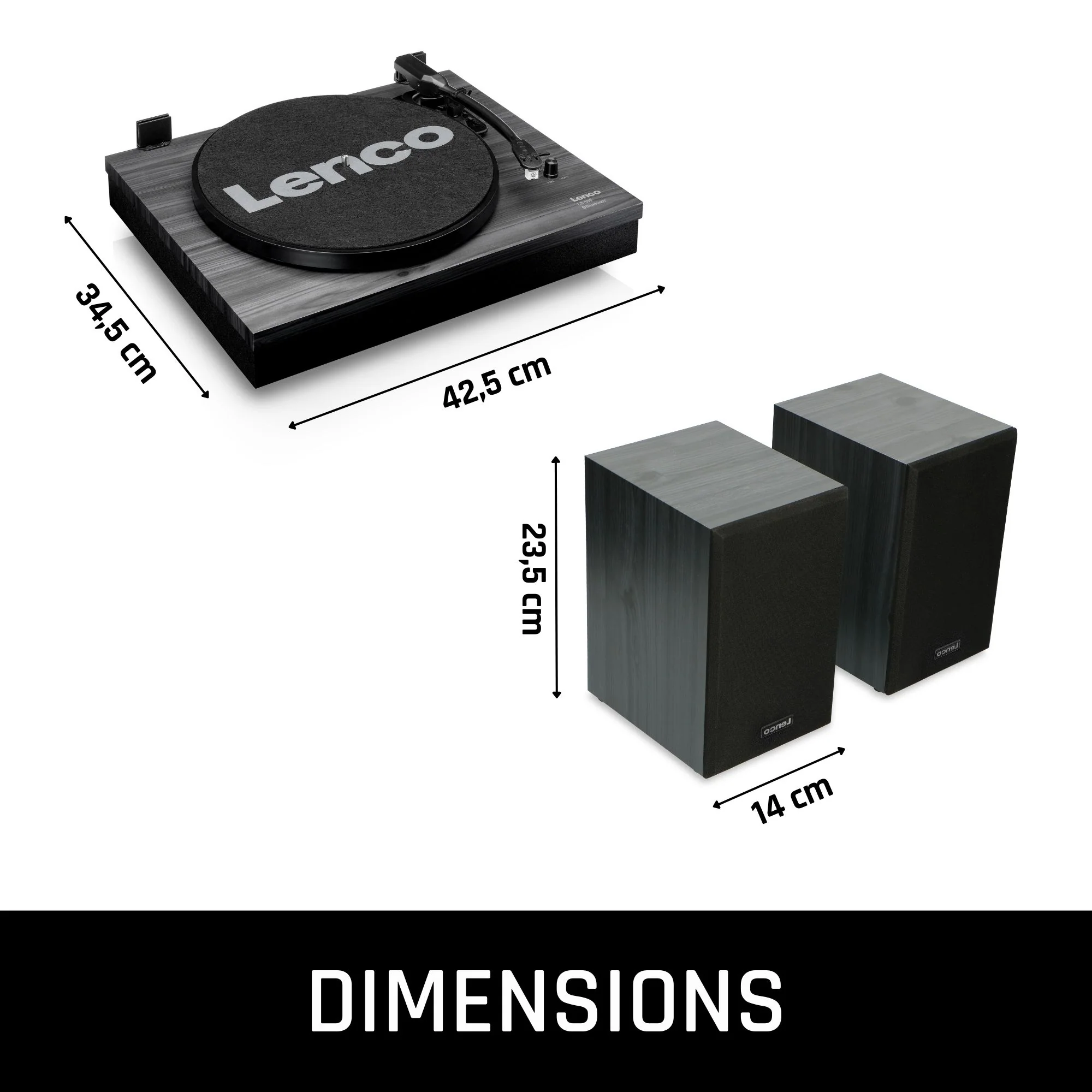 Lenco LS-300BK - Platine avec Bluetooth® et deux haut-parleurs externes - Noir - Image 16