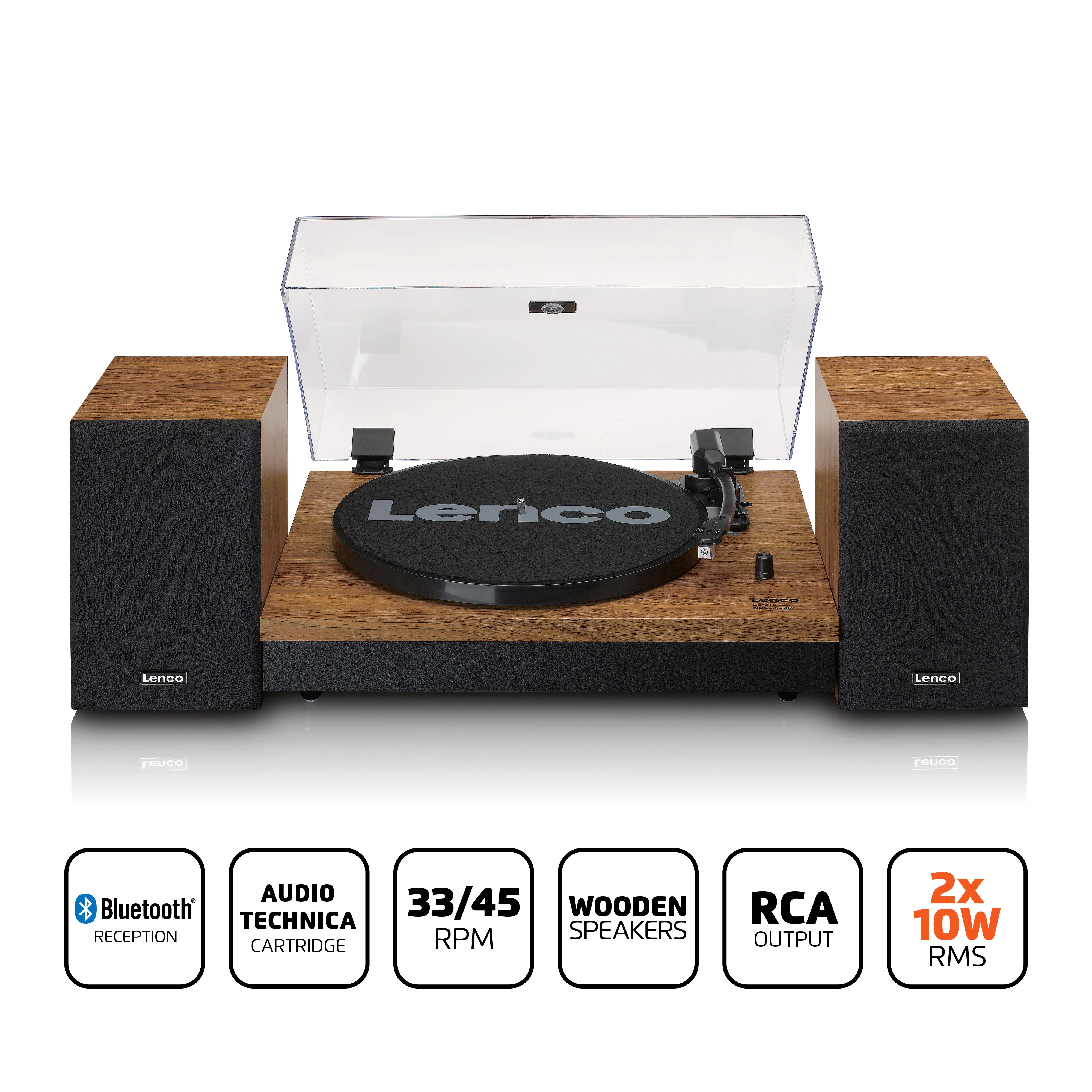 Lenco LS-310WD - Platine avec Bluetooth® et deux haut-parleurs externes, bois - Image 8