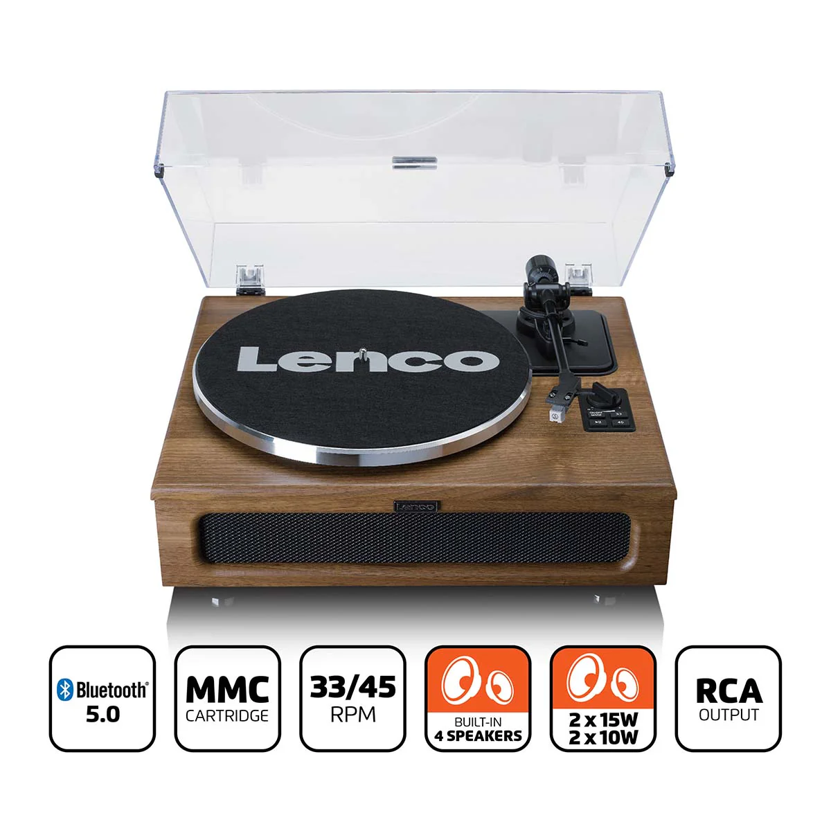 Lenco LS-410WA - Platine vinyle avec 4 haut-parleurs - Bois - Image 4