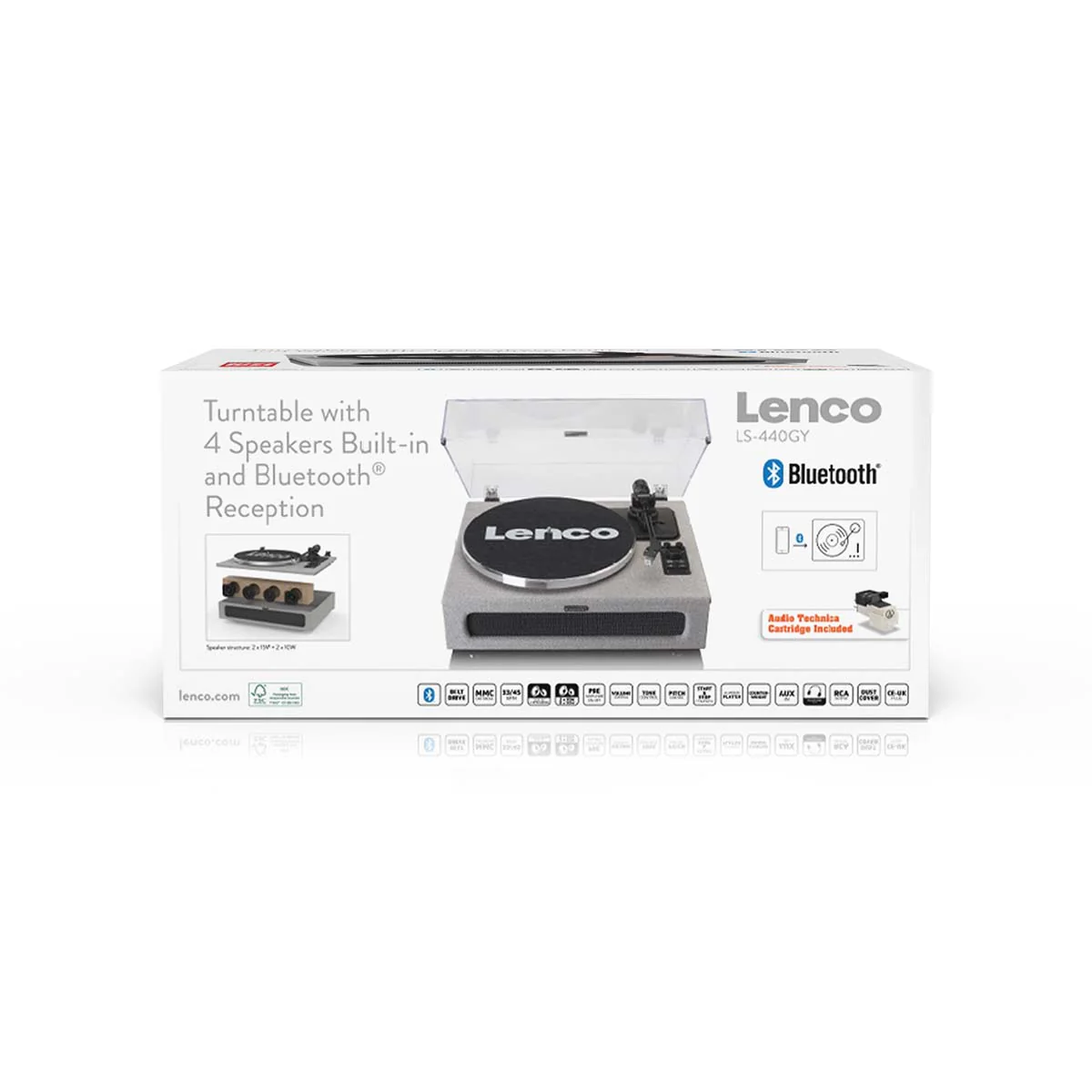 Lenco LS-440GY - Platine vinyle avec 4 haut-parleurs incorporés - Tissu - Gris - Image 20