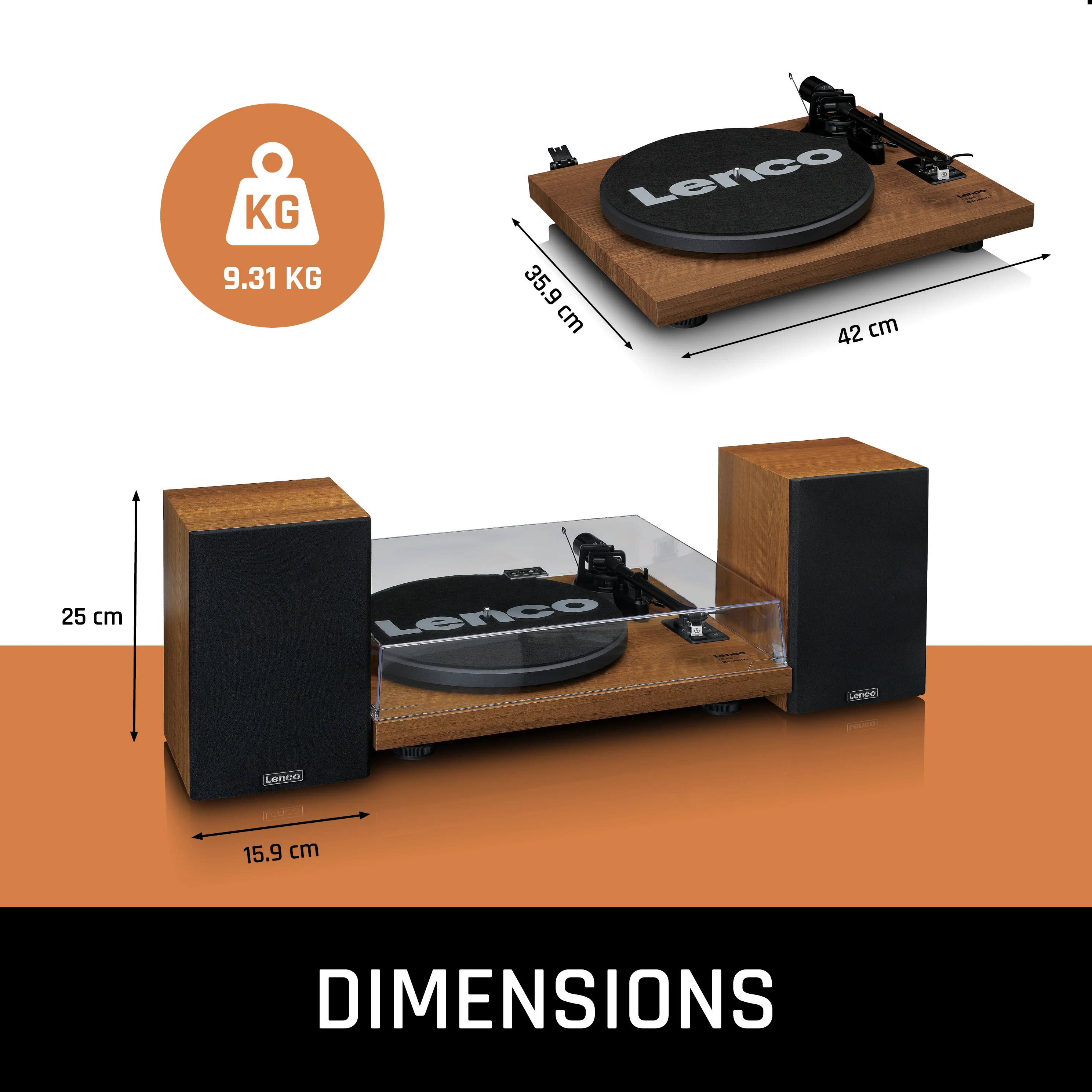 Lenco LS-480WD - Platine vinyle Bluetooth® avec deux haut-parleurs externes et 2 x 30 watts RMS, bois - Image 10
