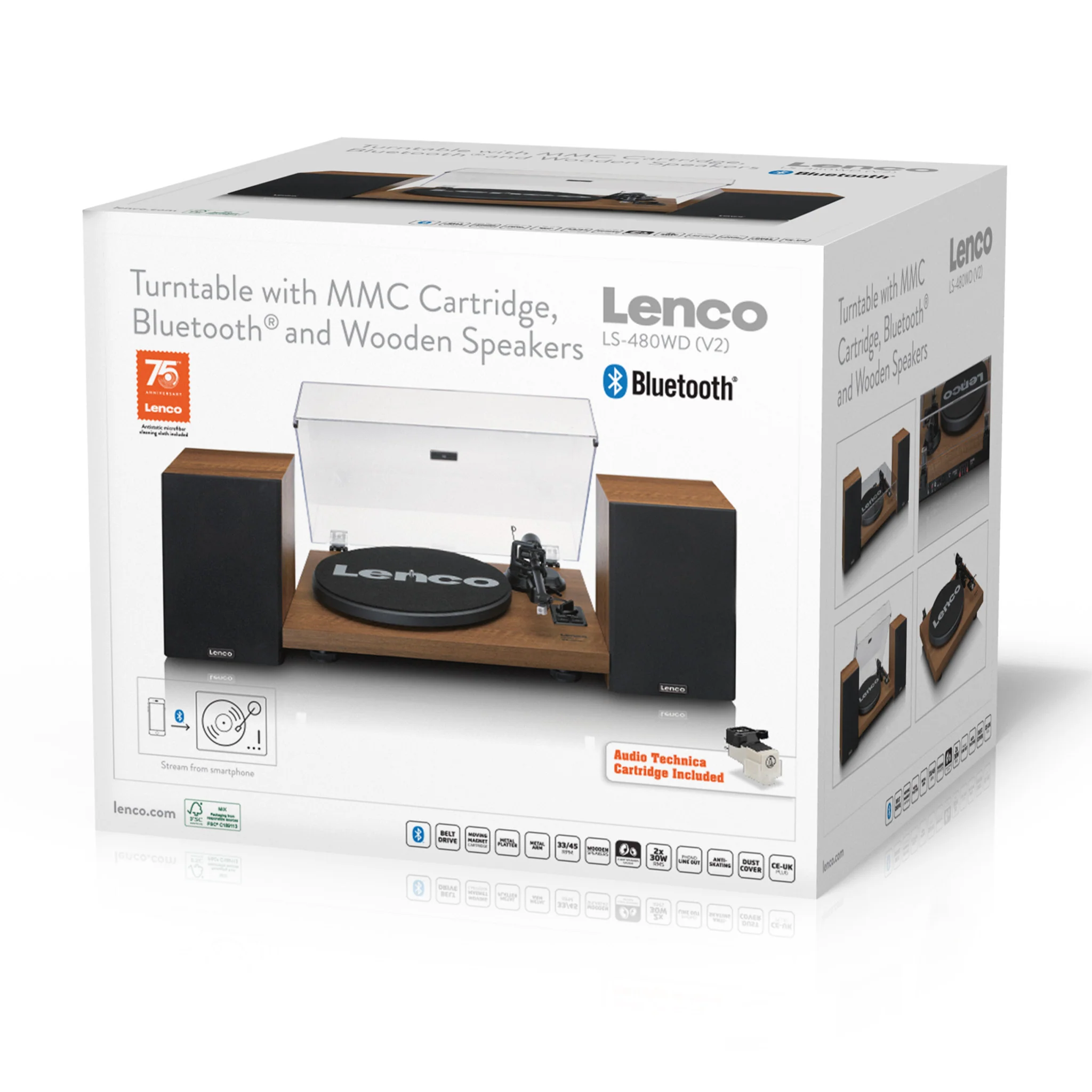Lenco LS-480WD - Platine vinyle Bluetooth® avec deux haut-parleurs externes et 2 x 30 watts RMS, bois - Image 11