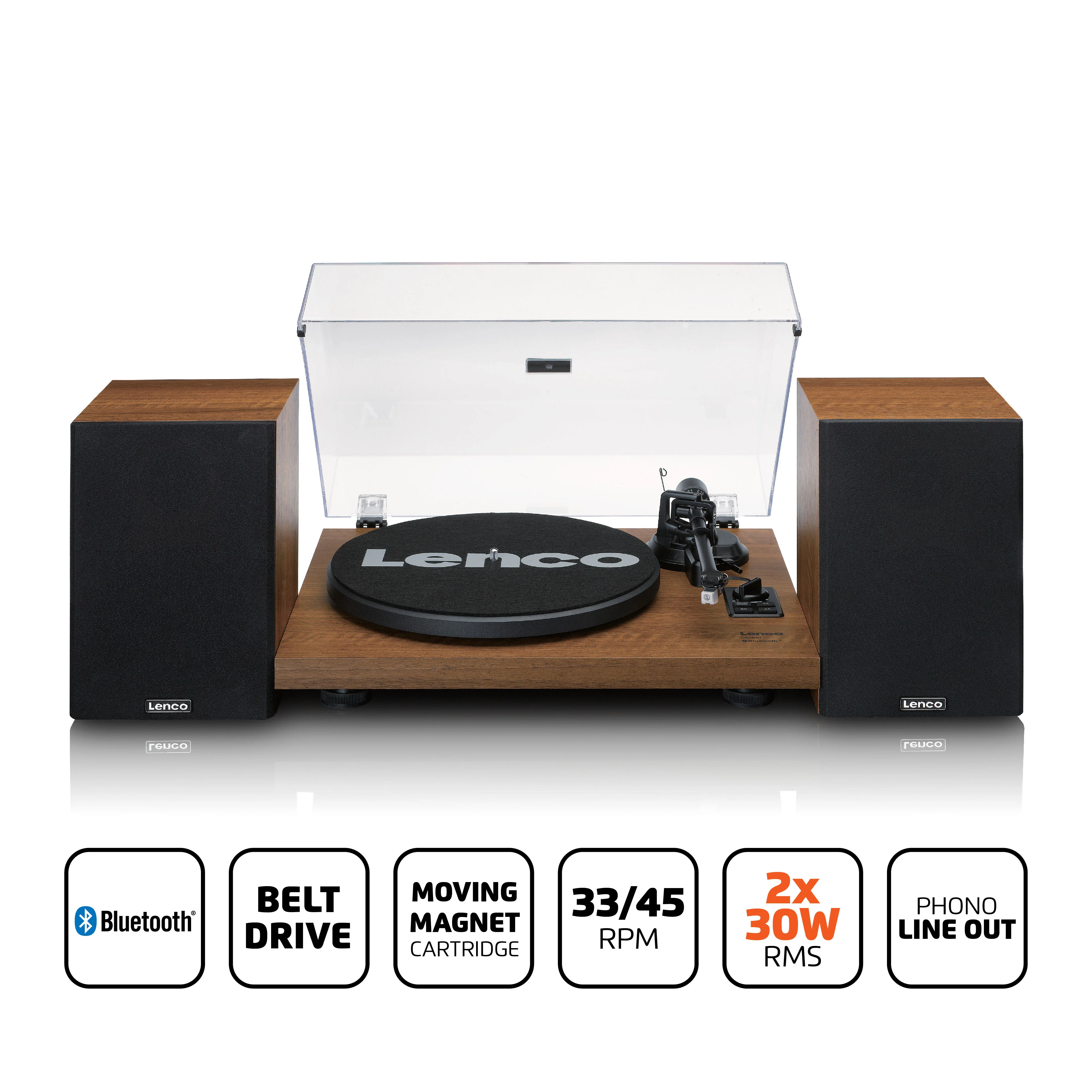 Lenco LS-480WD - Platine vinyle Bluetooth® avec deux haut-parleurs externes et 2 x 30 watts RMS, bois - Image 7