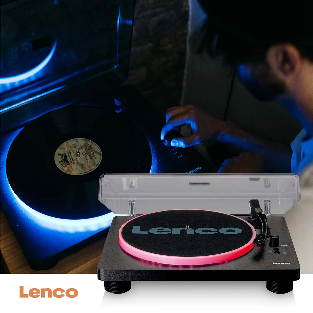 Lenco LS-50LEDBK - Platine vinyle avec haut-parleurs intégrés et éclairage LED - Noir - Image 17