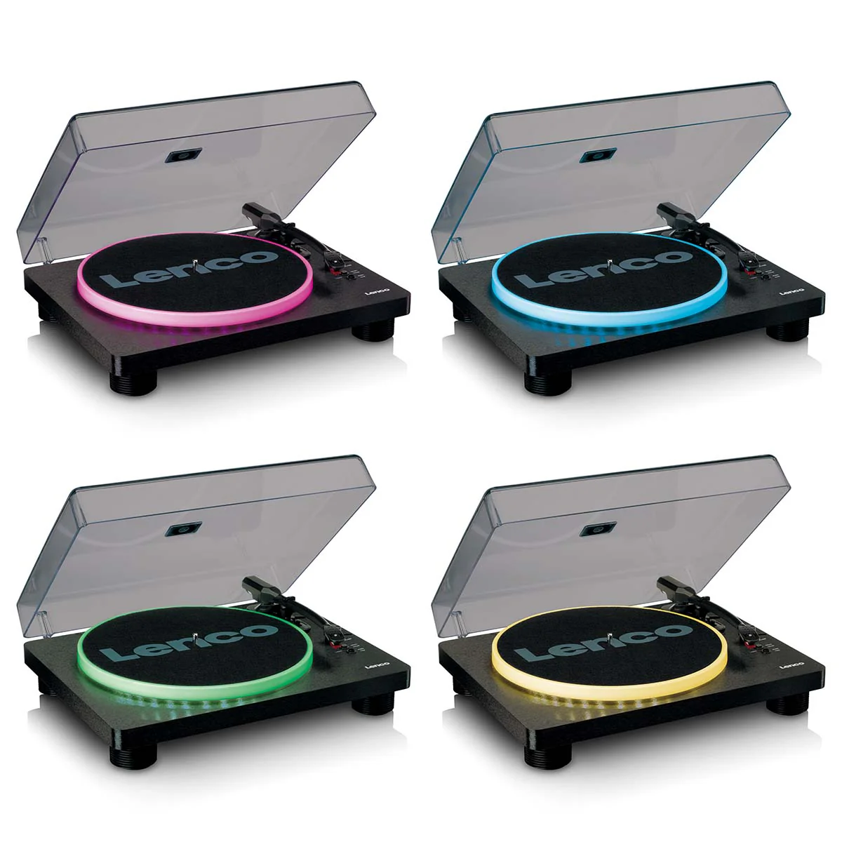 Lenco LS-50LEDBK - Platine vinyle avec haut-parleurs intégrés et éclairage LED - Noir - Image 6