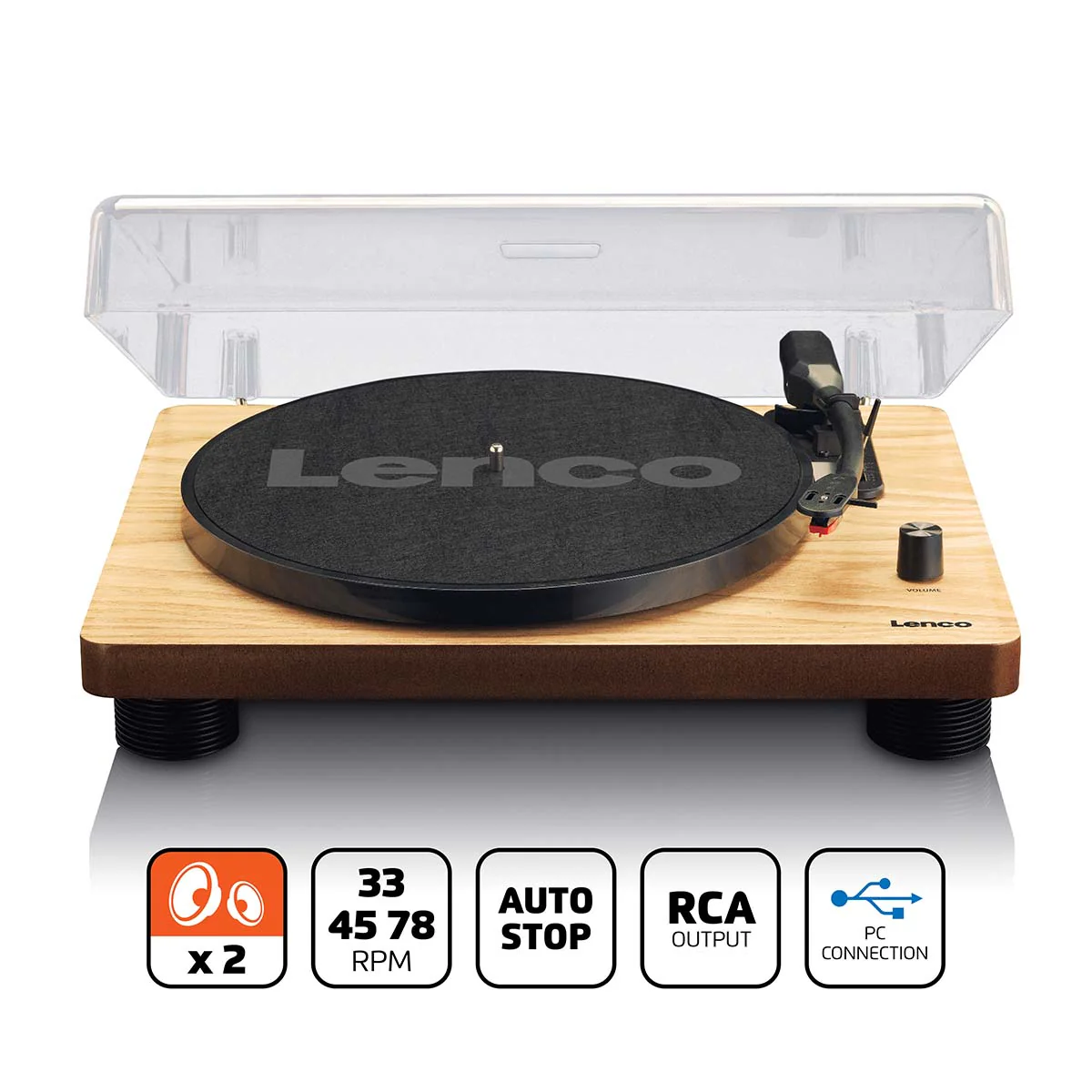 Lenco LS-50WD - platine avec haut-parleurs intégrés et encodage USB - Bois - Image 7
