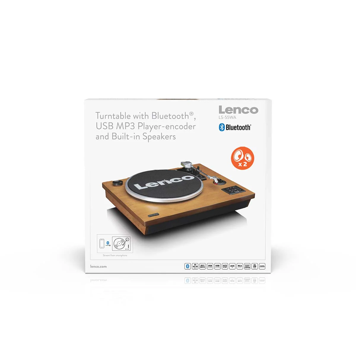 Lenco LS-55WA - Platine vinyle avec Bluetooth®, USB, MP3, haut-parleurs - Bois - Image 12