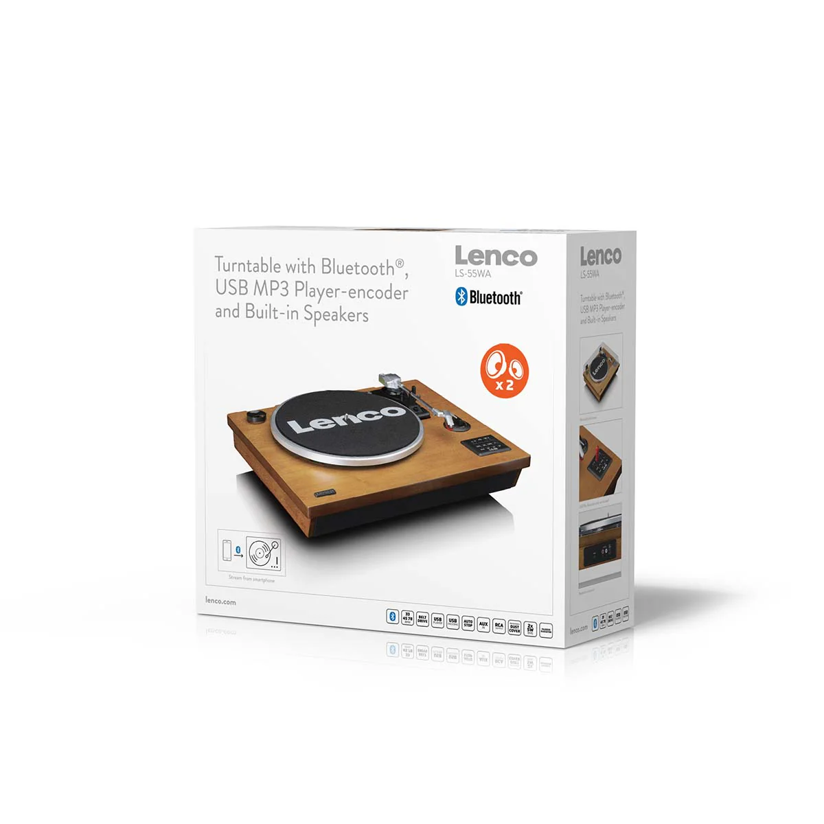 Lenco LS-55WA - Platine vinyle avec Bluetooth®, USB, MP3, haut-parleurs - Bois - Image 13