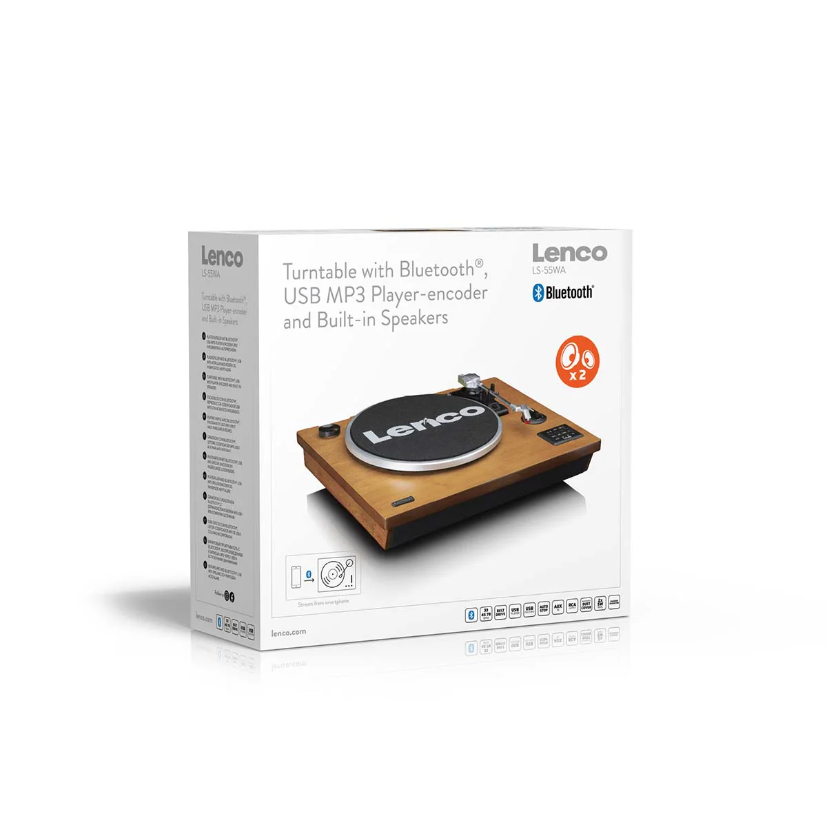 Lenco LS-55WA - Platine vinyle avec Bluetooth®, USB, MP3, haut-parleurs - Bois - Image 14