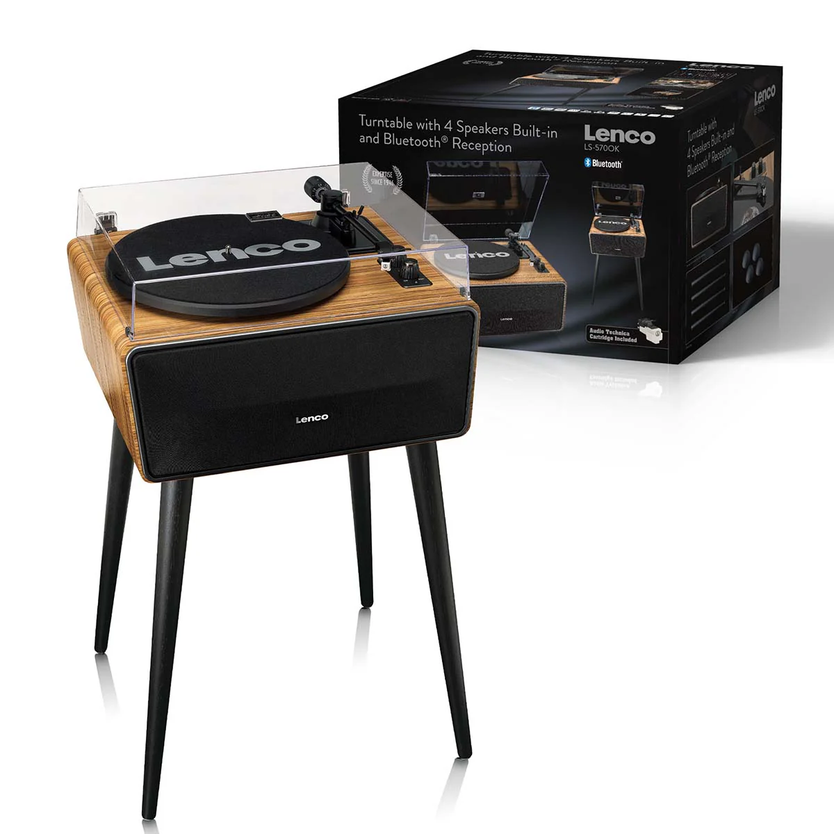 Lenco LS-570OK - Platine vinyle avec haut-parleurs intégrés et Bluetooth® - Platine vinyle sur pieds - Chêne - Image 14