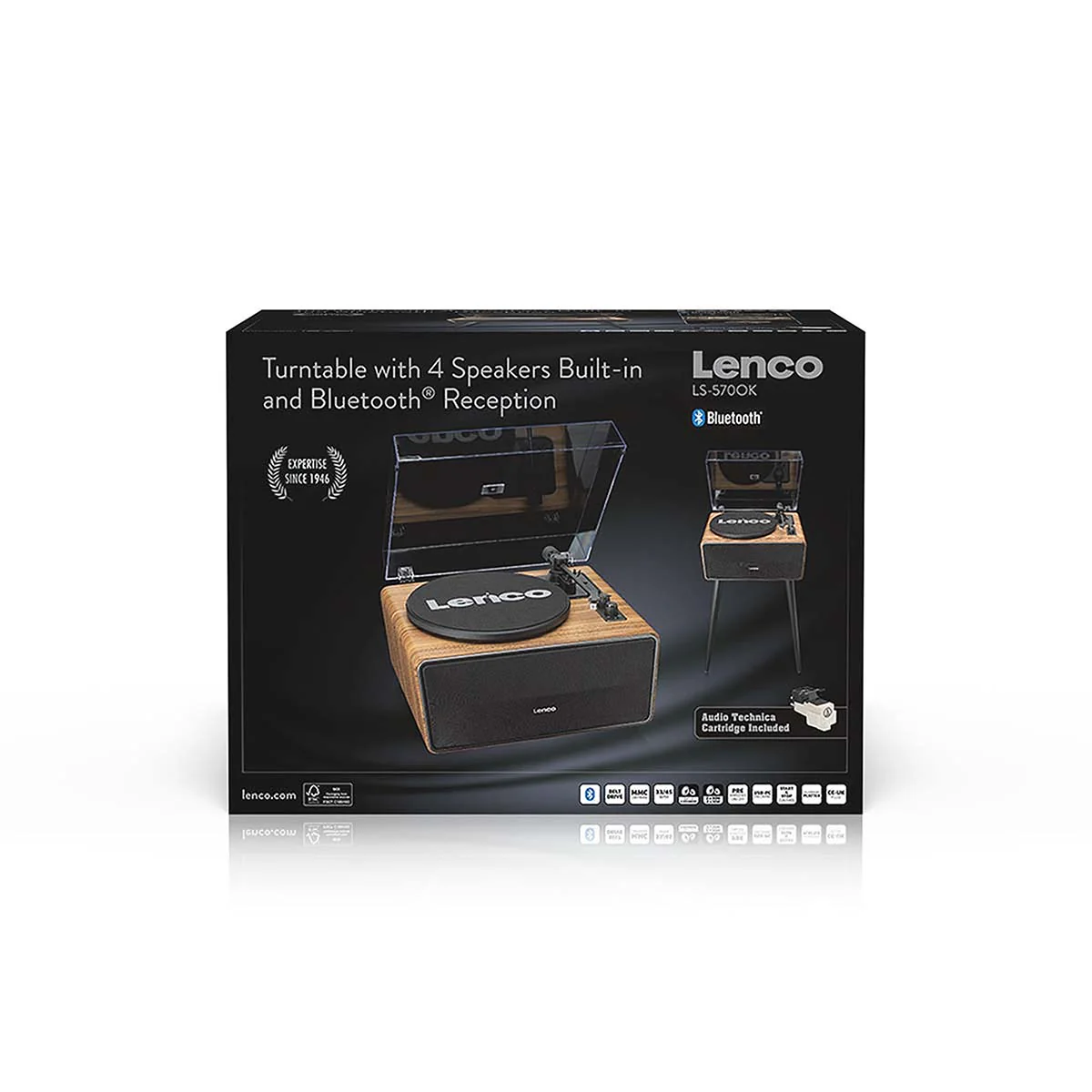 Lenco LS-570OK - Platine vinyle avec haut-parleurs intégrés et Bluetooth® - Platine vinyle sur pieds - Chêne - Image 22