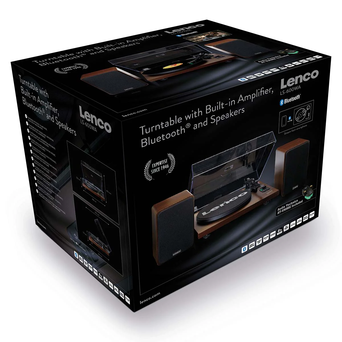 Lenco LS-600WA -Tourne-disque avec amplificateur intégré et Bluetooth® plus 2 haut-parleurs externes - Noyer - Image 24