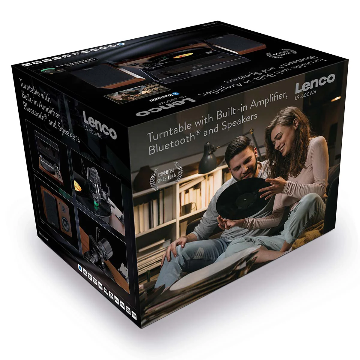 Lenco LS-600WA -Tourne-disque avec amplificateur intégré et Bluetooth® plus 2 haut-parleurs externes - Noyer - Image 25