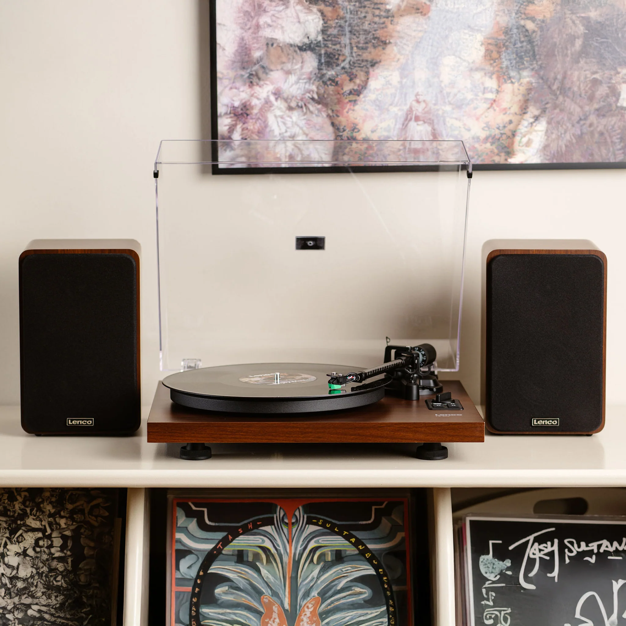 Lenco LS-600WA -Tourne-disque avec amplificateur intégré et Bluetooth® plus 2 haut-parleurs externes - Noyer - Image 26