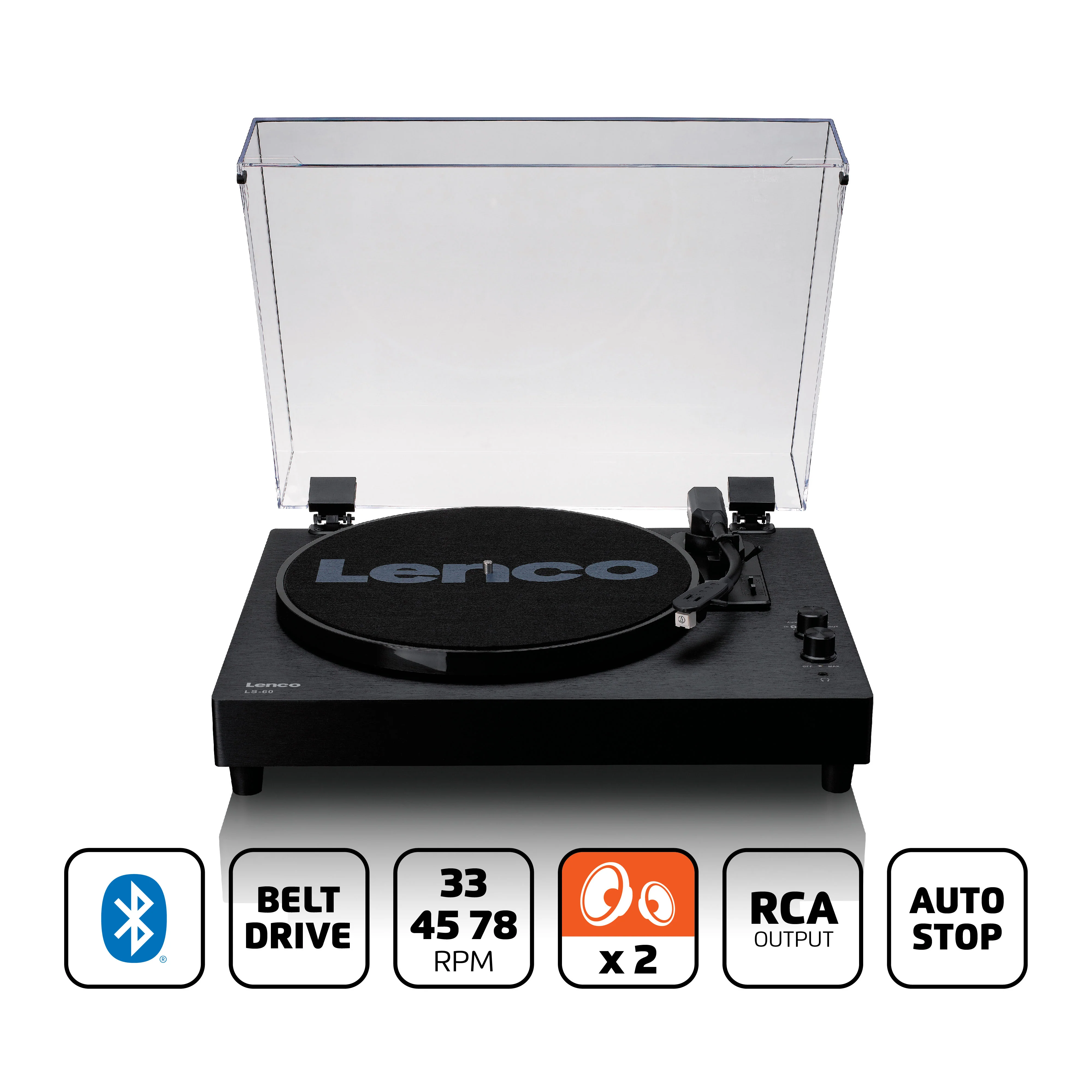 Lenco LS-60BK - Platine vinyle en bois avec Bluetooth et haut-parleurs intégrés - Noir - Image 14