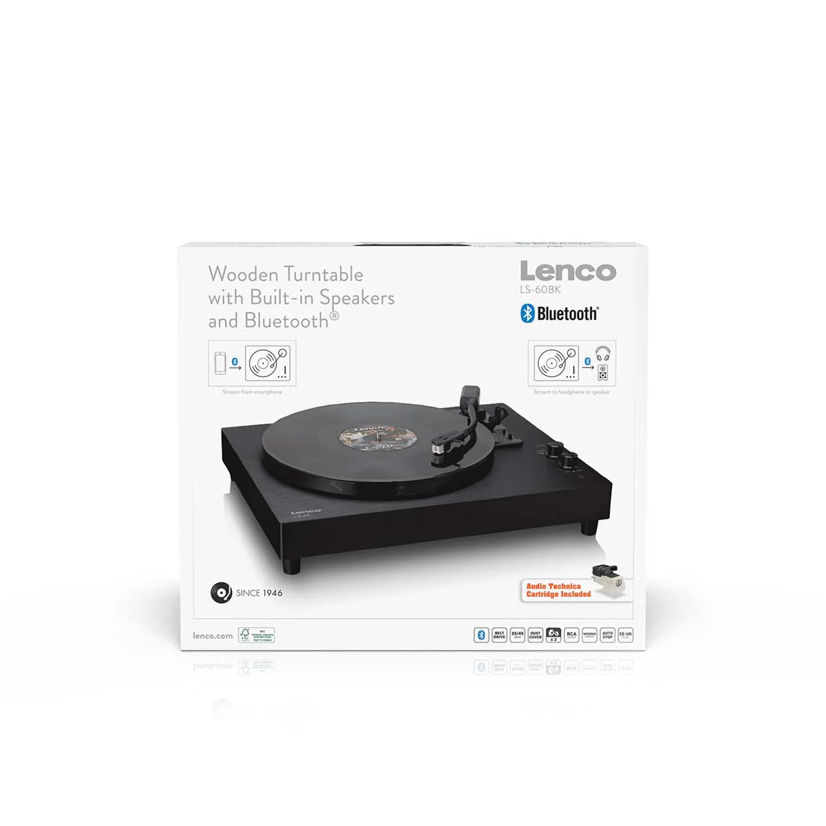 Lenco LS-60BK - Platine vinyle en bois avec Bluetooth et haut-parleurs intégrés - Noir - Image 15