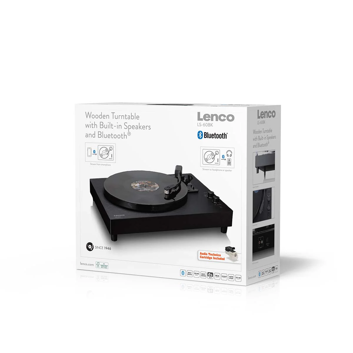 Lenco LS-60BK - Platine vinyle en bois avec Bluetooth et haut-parleurs intégrés - Noir - Image 16