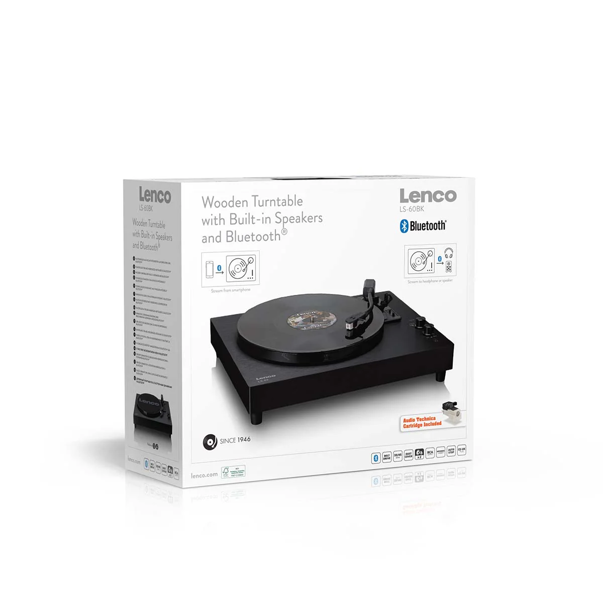 Lenco LS-60BK - Platine vinyle en bois avec Bluetooth et haut-parleurs intégrés - Noir - Image 17