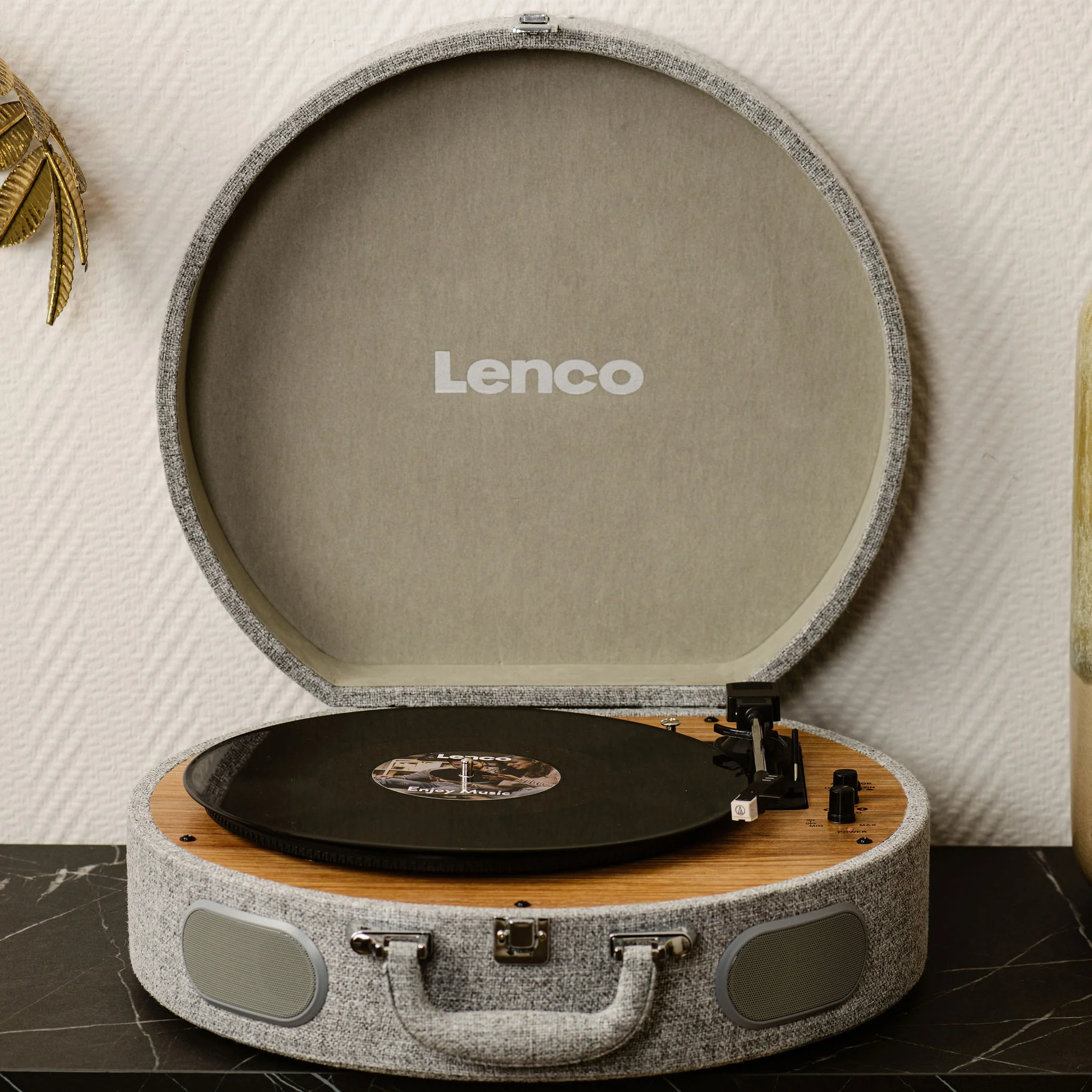 Lenco LS-66GY - Platine vinyle rétro en bois avec haut-parleurs intégrés, Bluetooth® et cellule AT3600L - Gris - Image 10