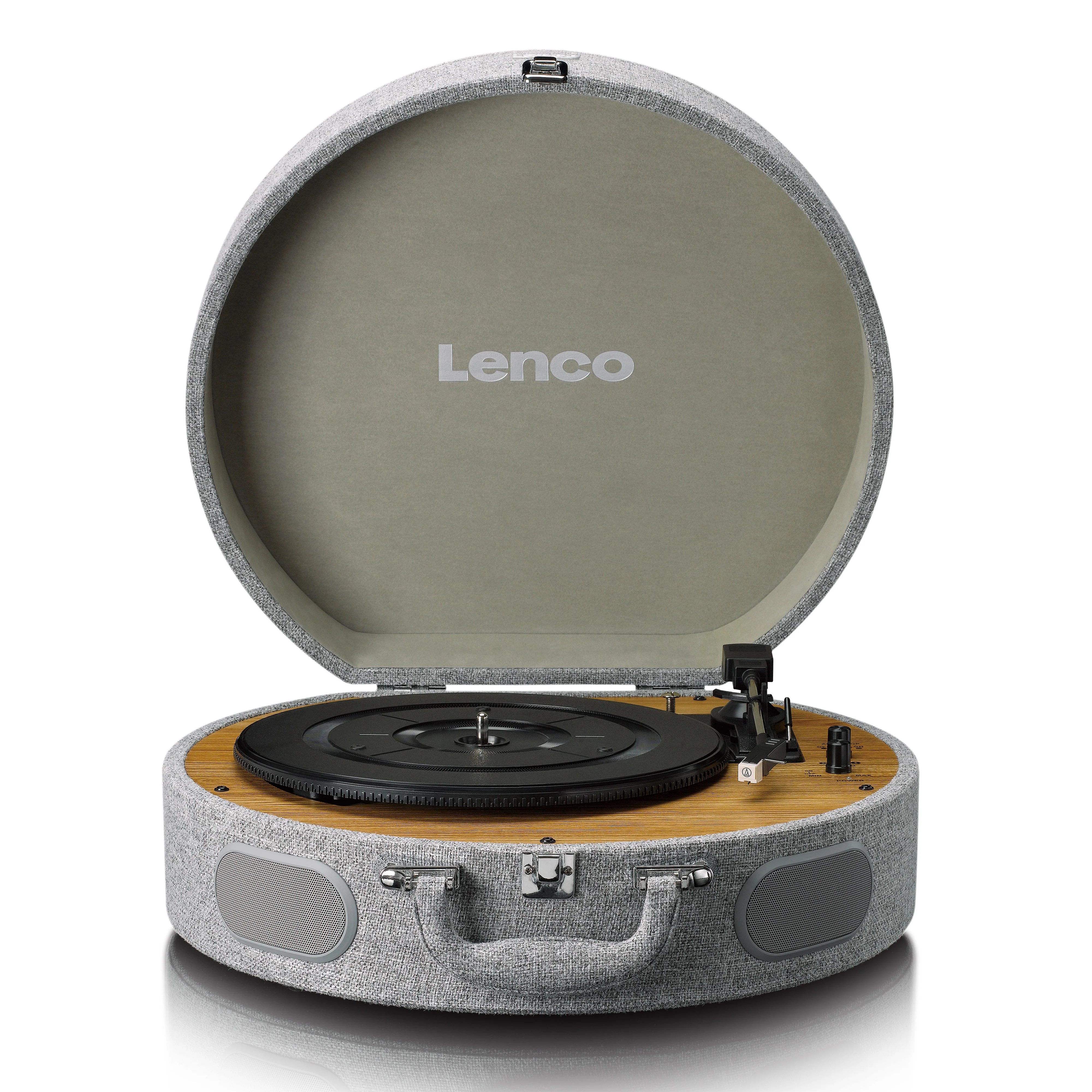 Lenco LS-66GY - Platine vinyle rétro en bois avec haut-parleurs intégrés, Bluetooth® et cellule AT3600L - Gris - Image 3
