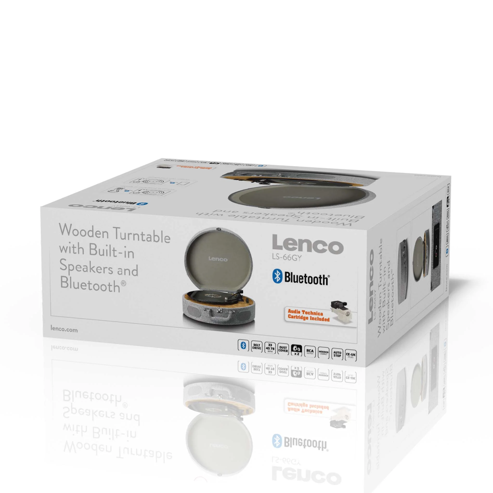 Lenco LS-66GY - Platine vinyle rétro en bois avec haut-parleurs intégrés, Bluetooth® et cellule AT3600L - Gris - Image 6