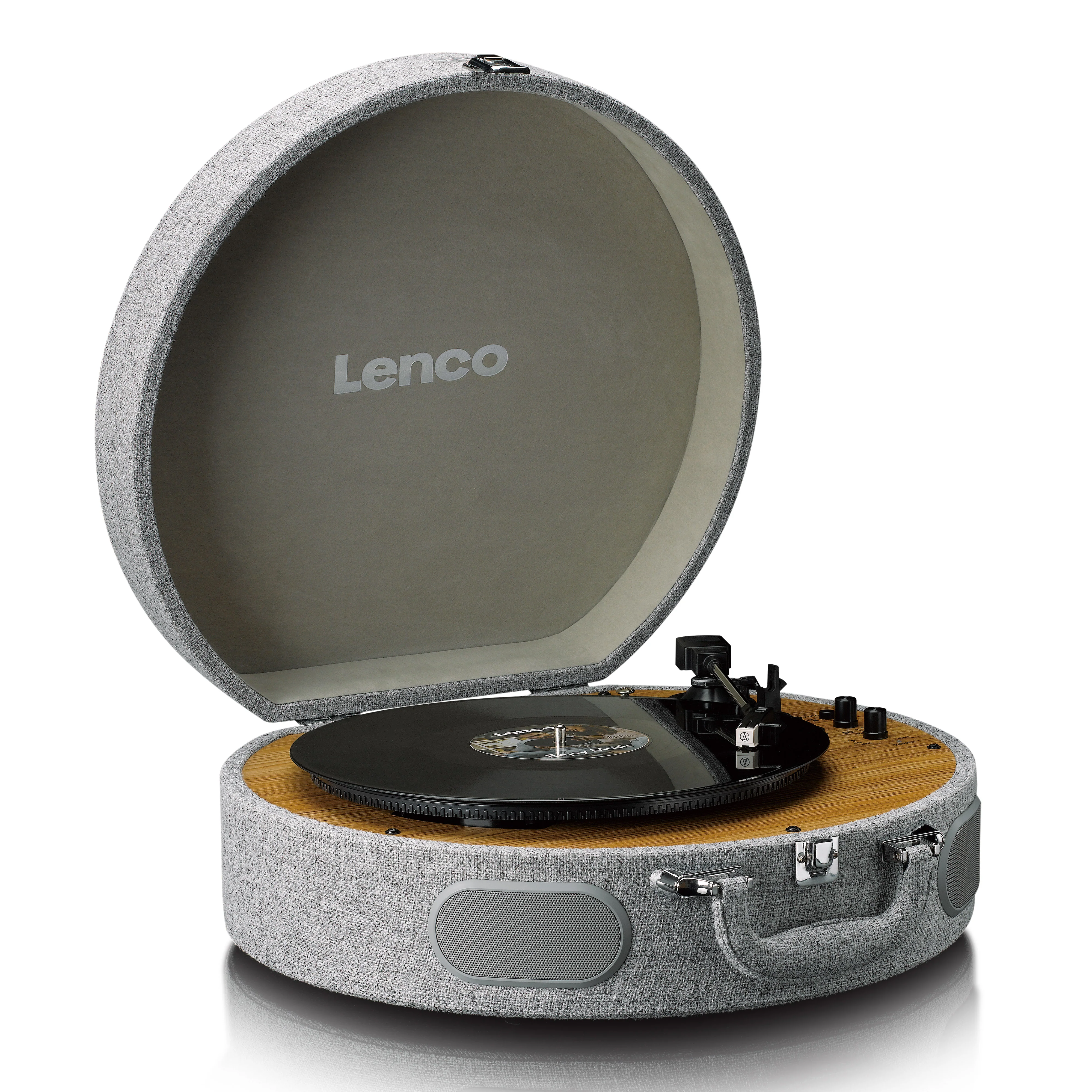 Lenco LS-66GY - Platine vinyle rétro en bois avec haut-parleurs intégrés, Bluetooth® et cellule AT3600L - Gris - Image 7