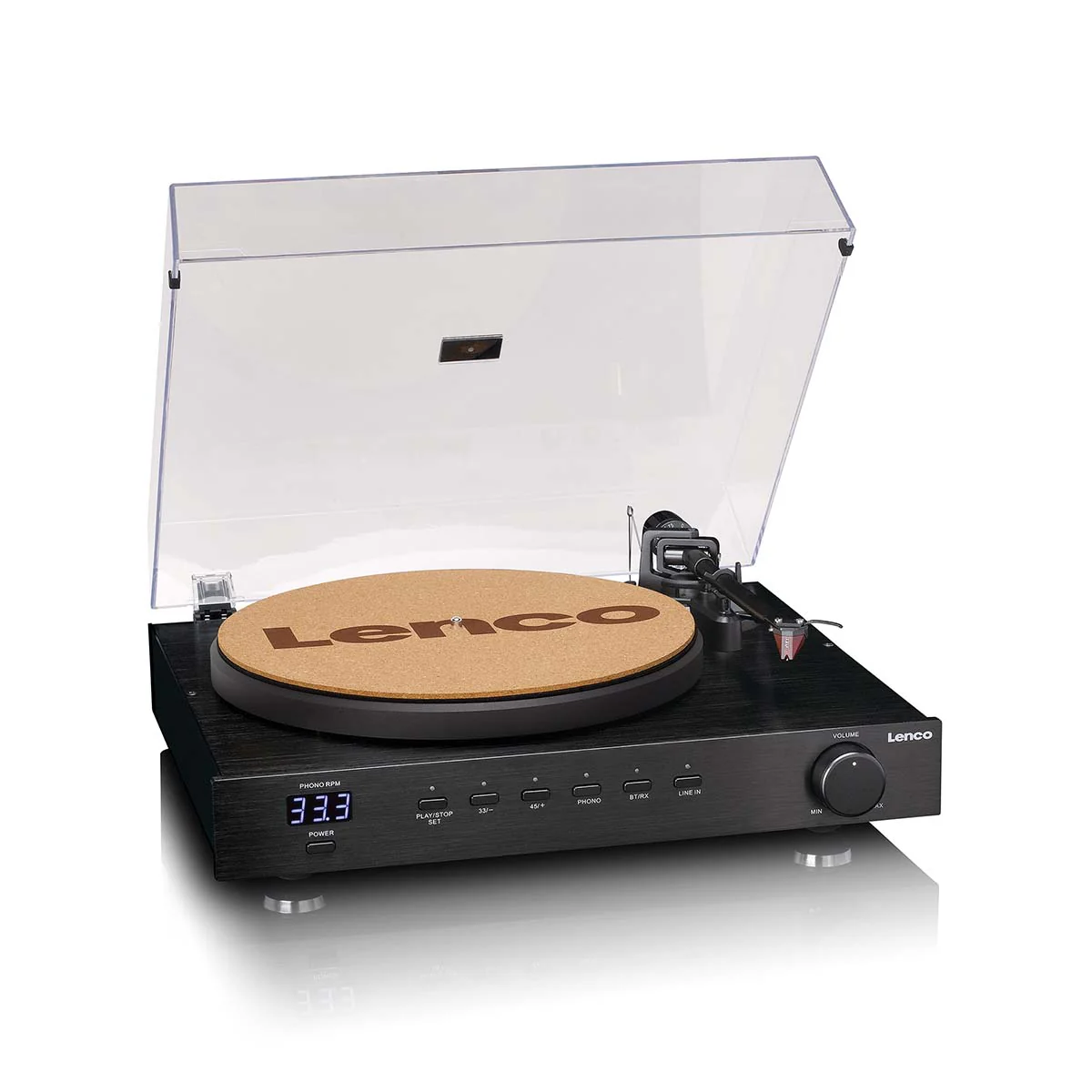 Lenco LS-700BK - Platine vinyle HiFi haute puissance avec enceintes, Bluetooth® et Ortofon 2M Red - Amplificateur stéréo intégré de 2 x 100 W RMS - Noir - Image 11