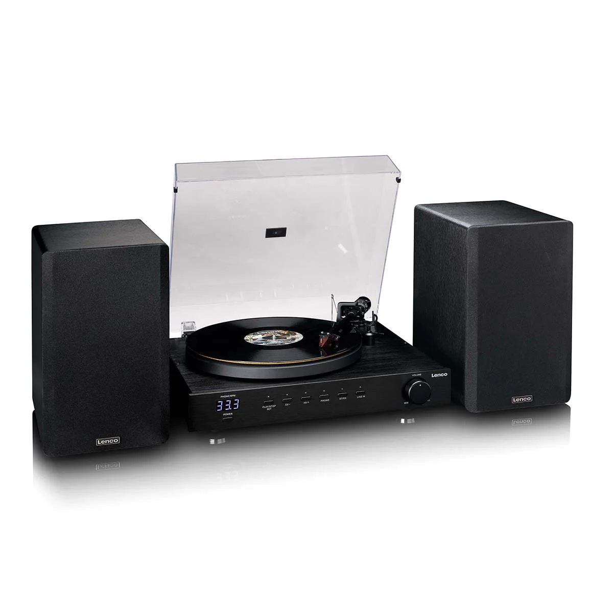 Lenco LS-700BK - Platine vinyle HiFi haute puissance avec enceintes, Bluetooth® et Ortofon 2M Red - Amplificateur stéréo intégré de 2 x 100 W RMS - Noir - Image 12