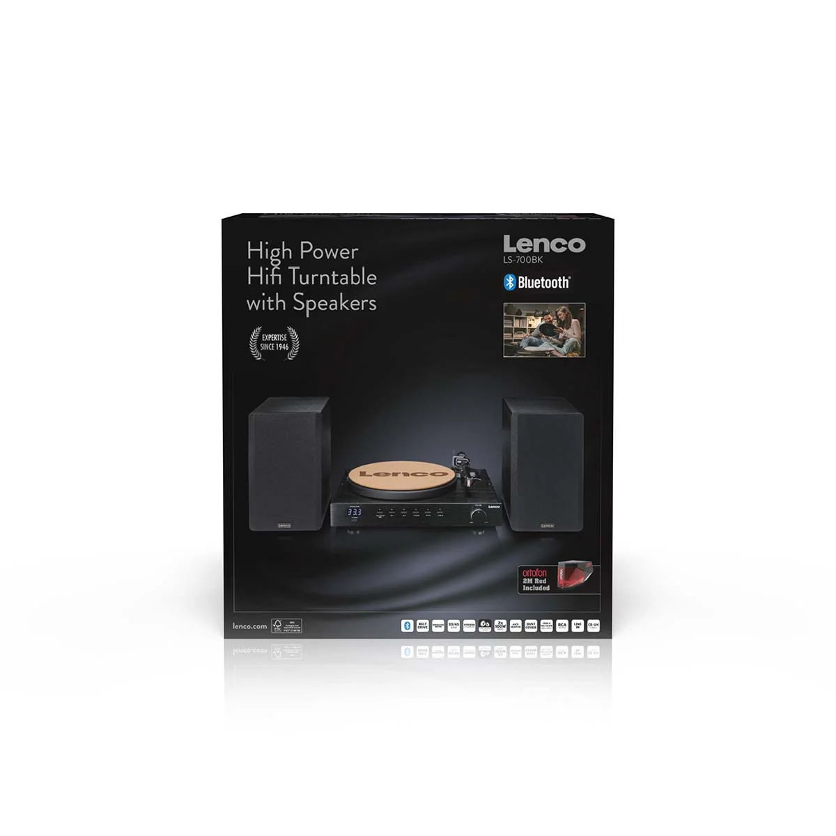 Lenco LS-700BK - Platine vinyle HiFi haute puissance avec enceintes, Bluetooth® et Ortofon 2M Red - Amplificateur stéréo intégré de 2 x 100 W RMS - Noir - Image 19