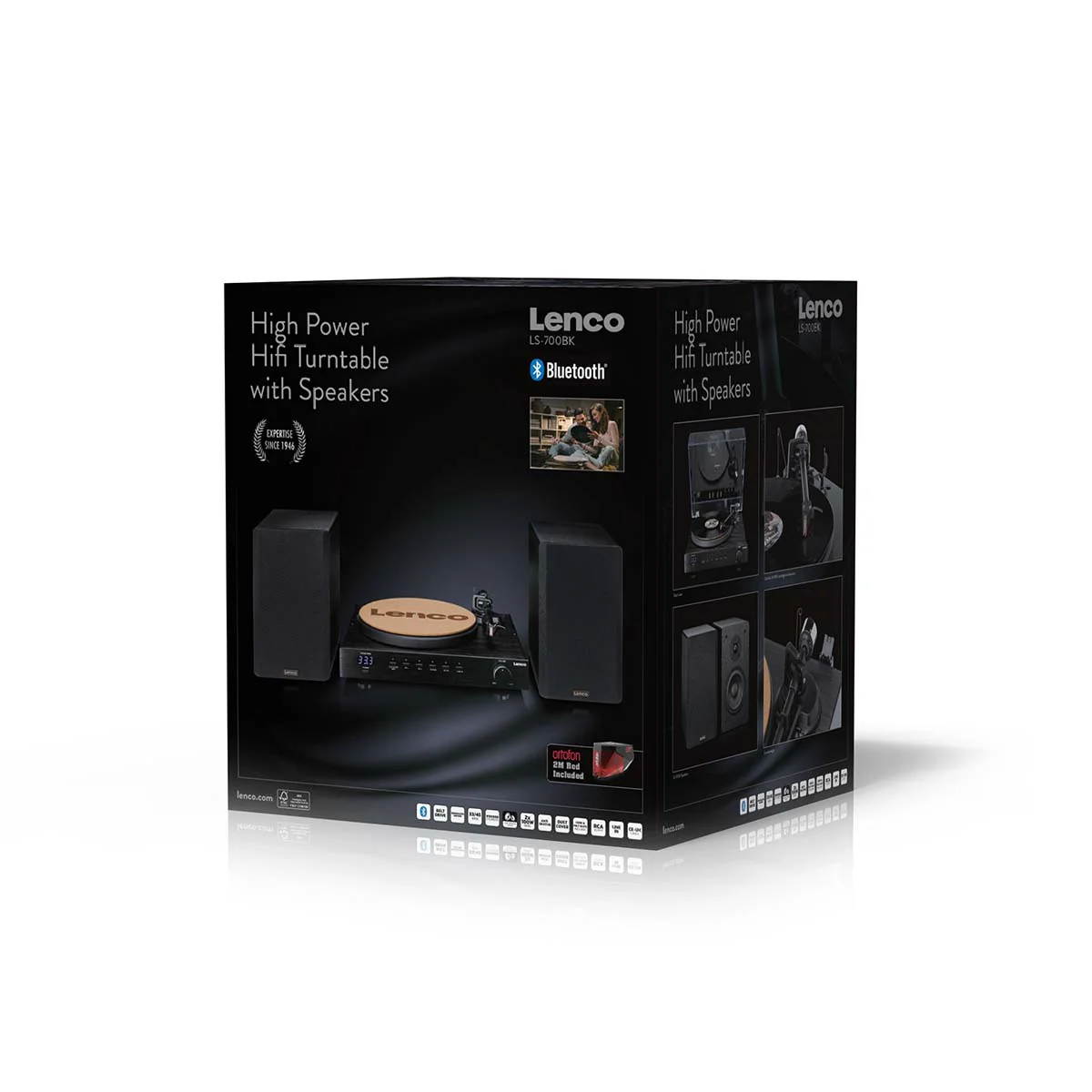 Lenco LS-700BK - Platine vinyle HiFi haute puissance avec enceintes, Bluetooth® et Ortofon 2M Red - Amplificateur stéréo intégré de 2 x 100 W RMS - Noir - Image 20