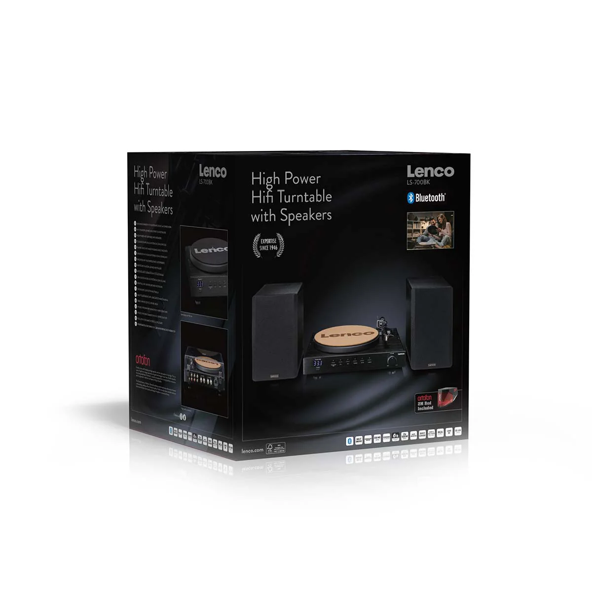 Lenco LS-700BK - Platine vinyle HiFi haute puissance avec enceintes, Bluetooth® et Ortofon 2M Red - Amplificateur stéréo intégré de 2 x 100 W RMS - Noir - Image 21