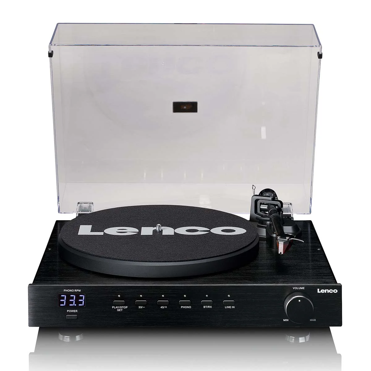 Lenco LS-700BK - Platine vinyle HiFi haute puissance avec enceintes, Bluetooth® et Ortofon 2M Red - Amplificateur stéréo intégré de 2 x 100 W RMS - Noir - Image 4