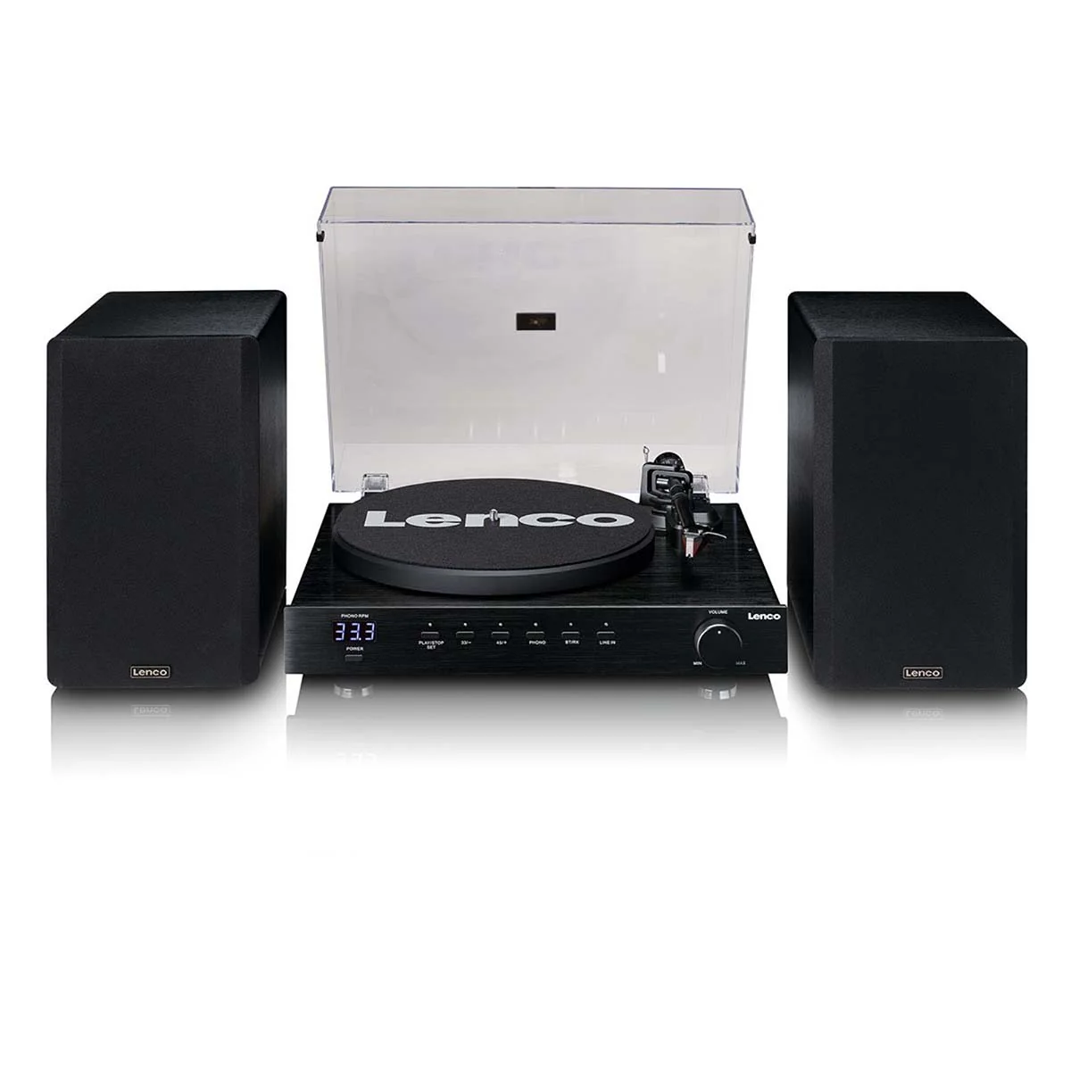 Lenco LS-700BK - Platine vinyle HiFi haute puissance avec enceintes, Bluetooth® et Ortofon 2M Red - Amplificateur stéréo intégré de 2 x 100 W RMS - Noir - Image 6