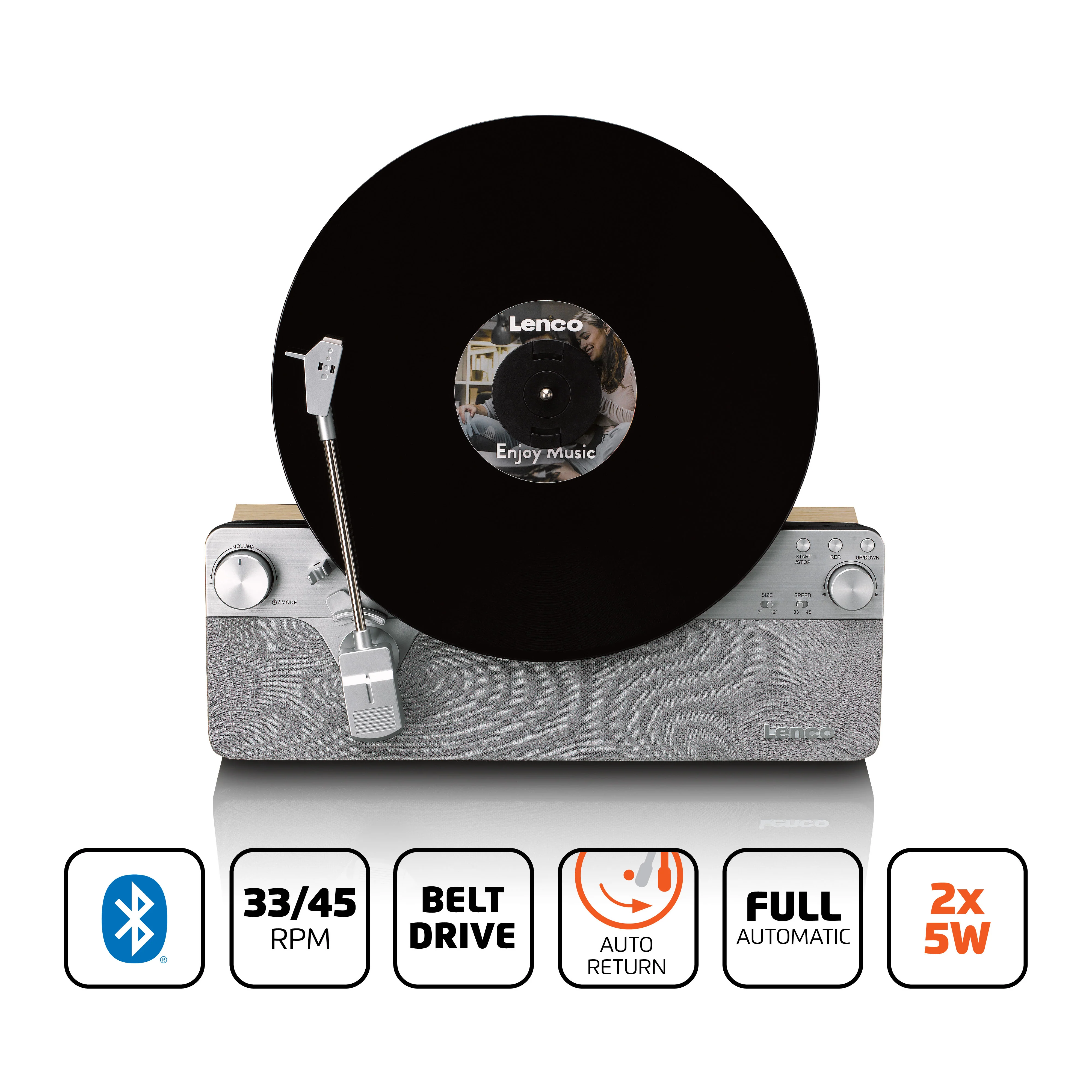 Lenco LSA-071SI - Platine vinyle verticale entièrement automatique avec haut-parleurs intégrés et Bluetooth® - Argent - Image 12