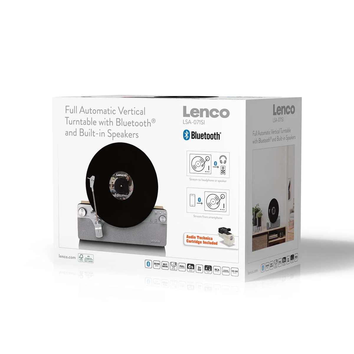 Lenco LSA-071SI - Platine vinyle verticale entièrement automatique avec haut-parleurs intégrés et Bluetooth® - Argent - Image 16
