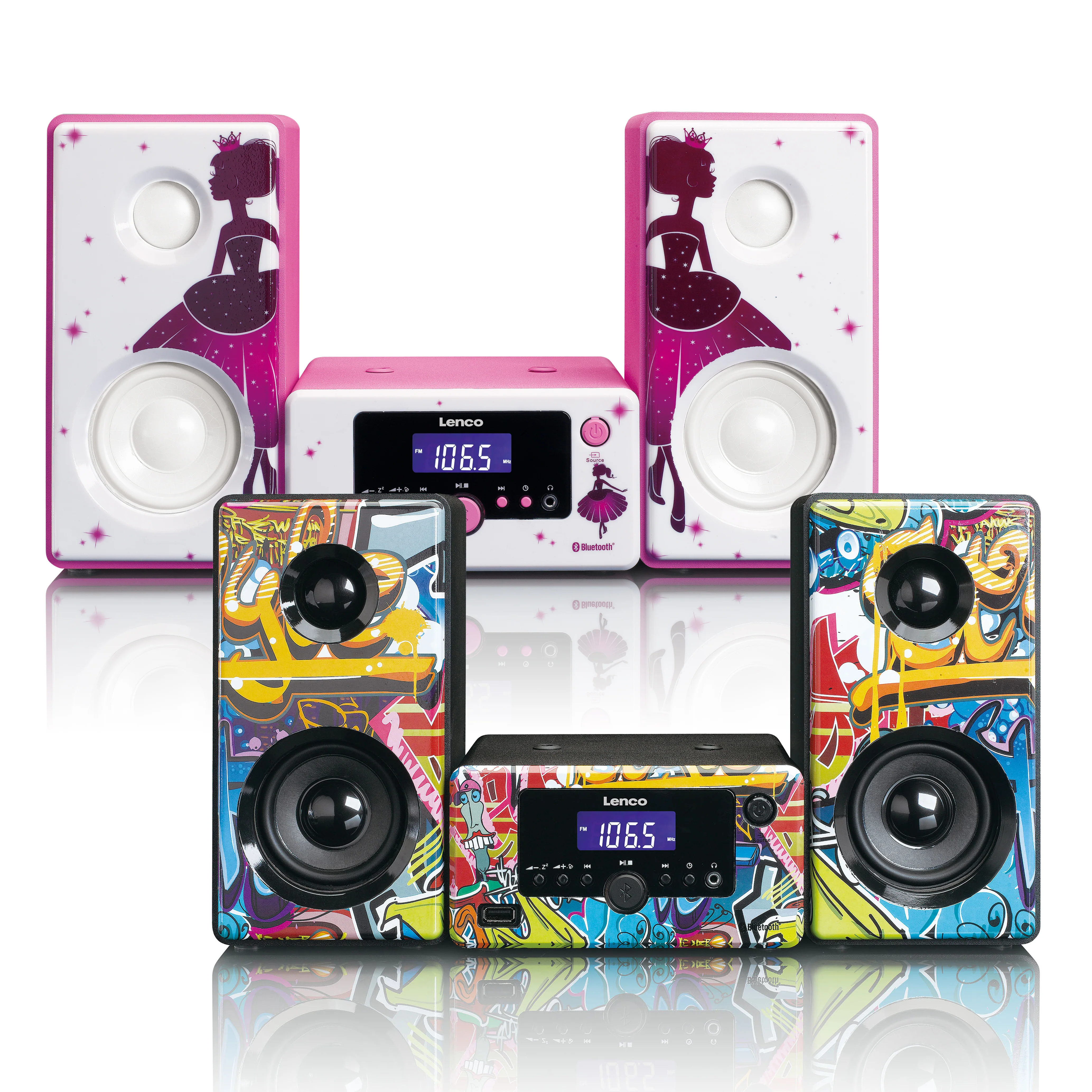 Lenco MC-020 Princess - Mini-chaîne avec radio FM, Bluetooth®, USB et entrée AUX - Princesse - Image 3