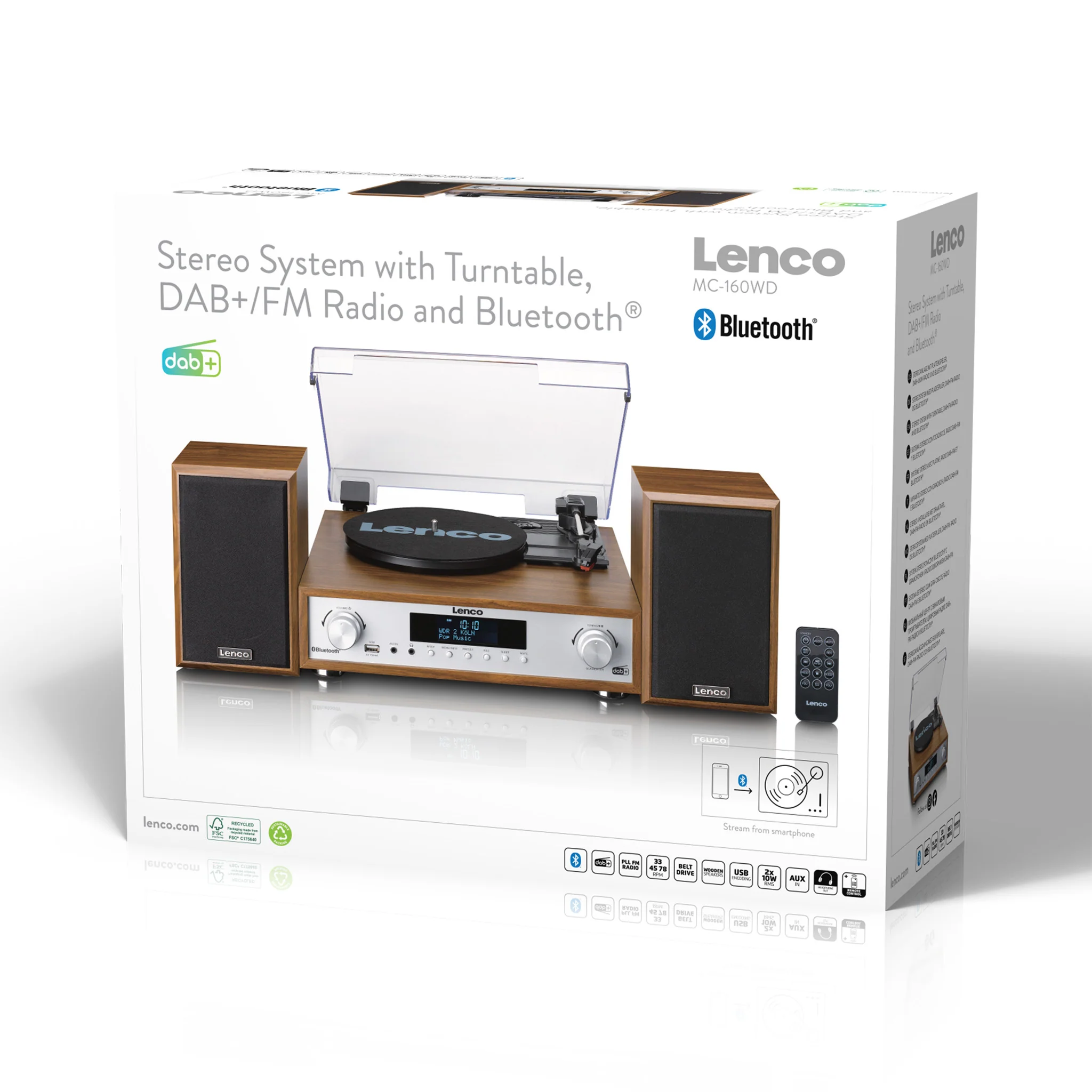 Lenco MC-160WD - Ensemble stéréo HiFi avec platine vinyle, radio DAB+/FM et Bluetooth® - Bois - Image 12